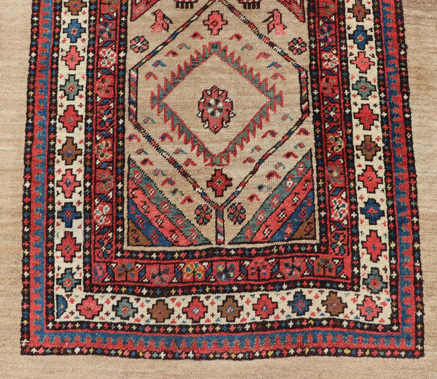 Wool Tribal Persian Hand Knotted Antique Serab Long Runner in Tribal Design For Sale