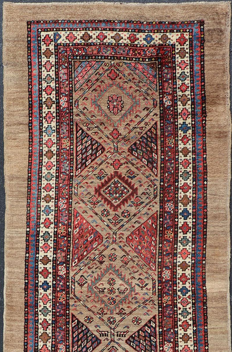 Tribal Persian Hand Knotted Antique Serab Long Runner in Tribal Design For Sale 1