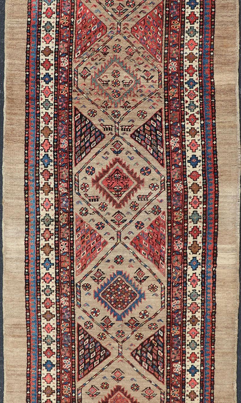 Tribal Persian Hand Knotted Antique Serab Long Runner in Tribal Design For Sale 2
