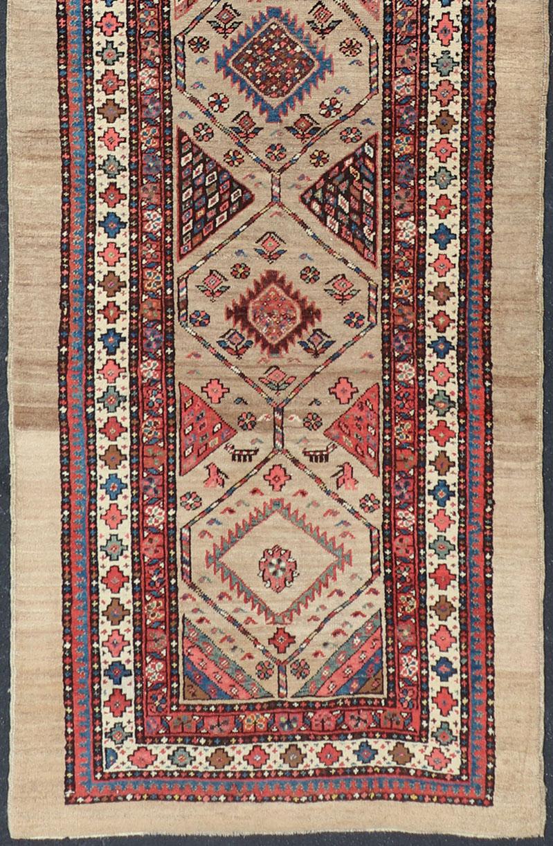 Tribal Persian Hand Knotted Antique Serab Long Runner in Tribal Design For Sale 3