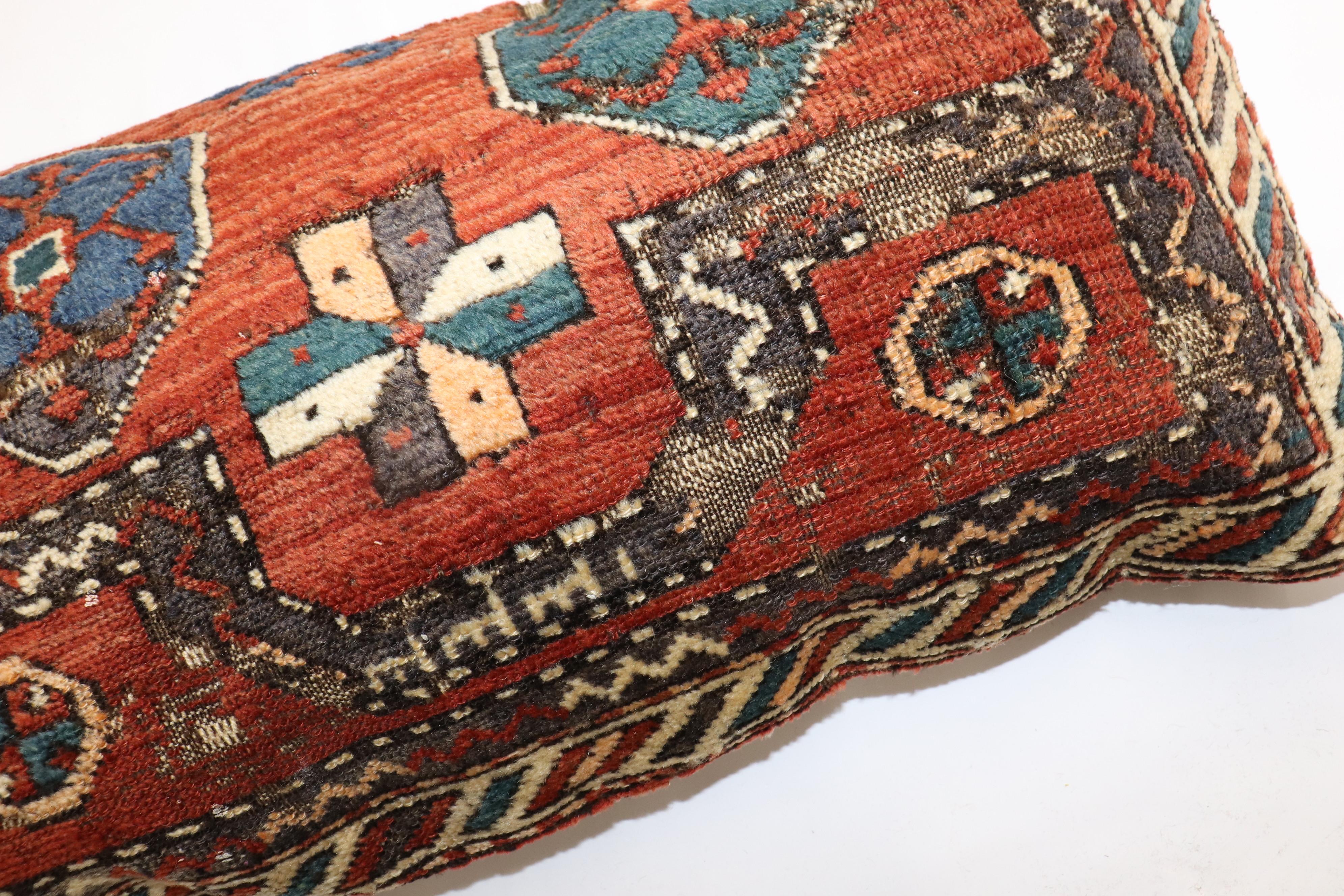 Tribal Persian Kurd Rug Pillow In Fair Condition For Sale In New York, NY