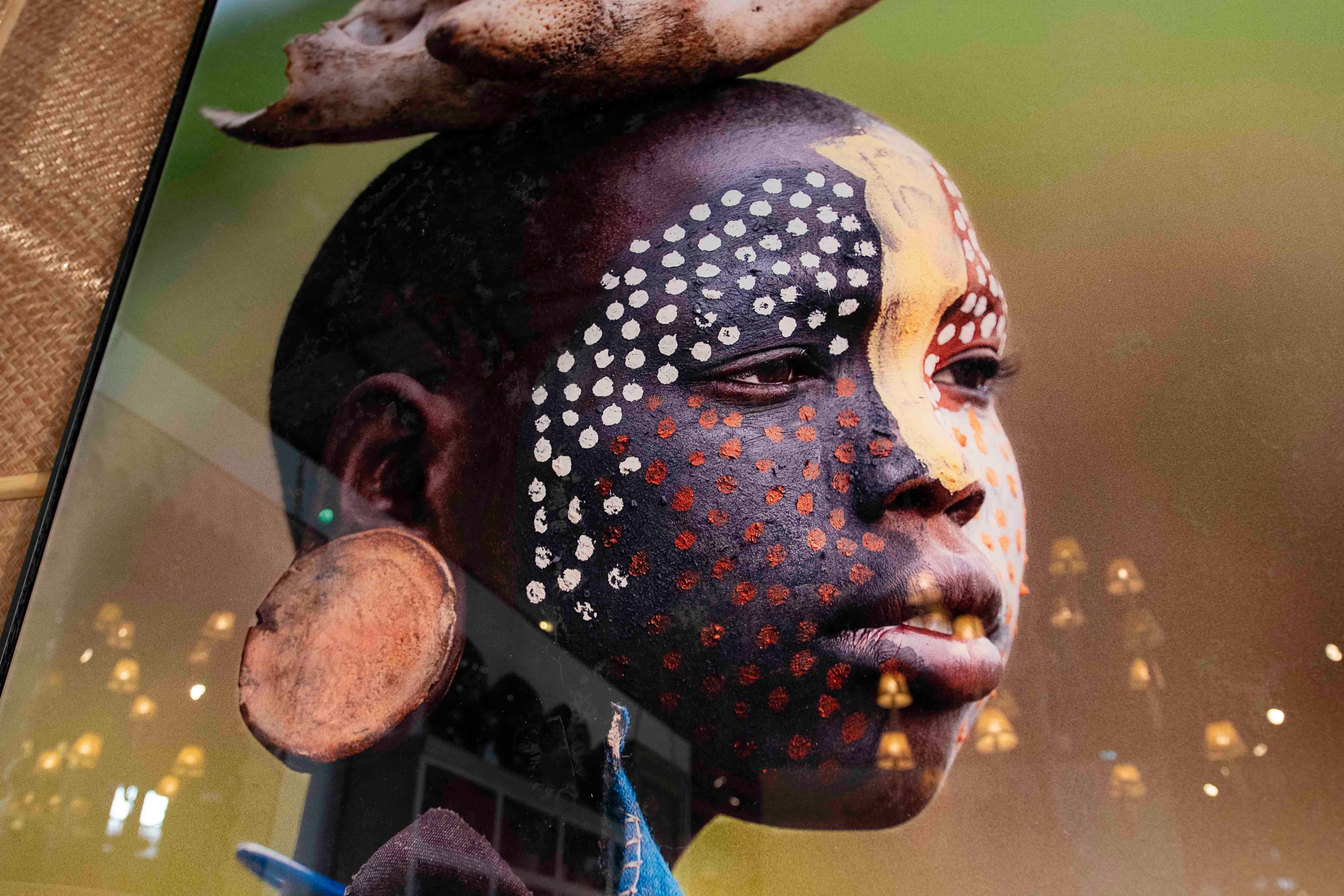 Tribal Portrait Photography with Bone Hat For Sale 12