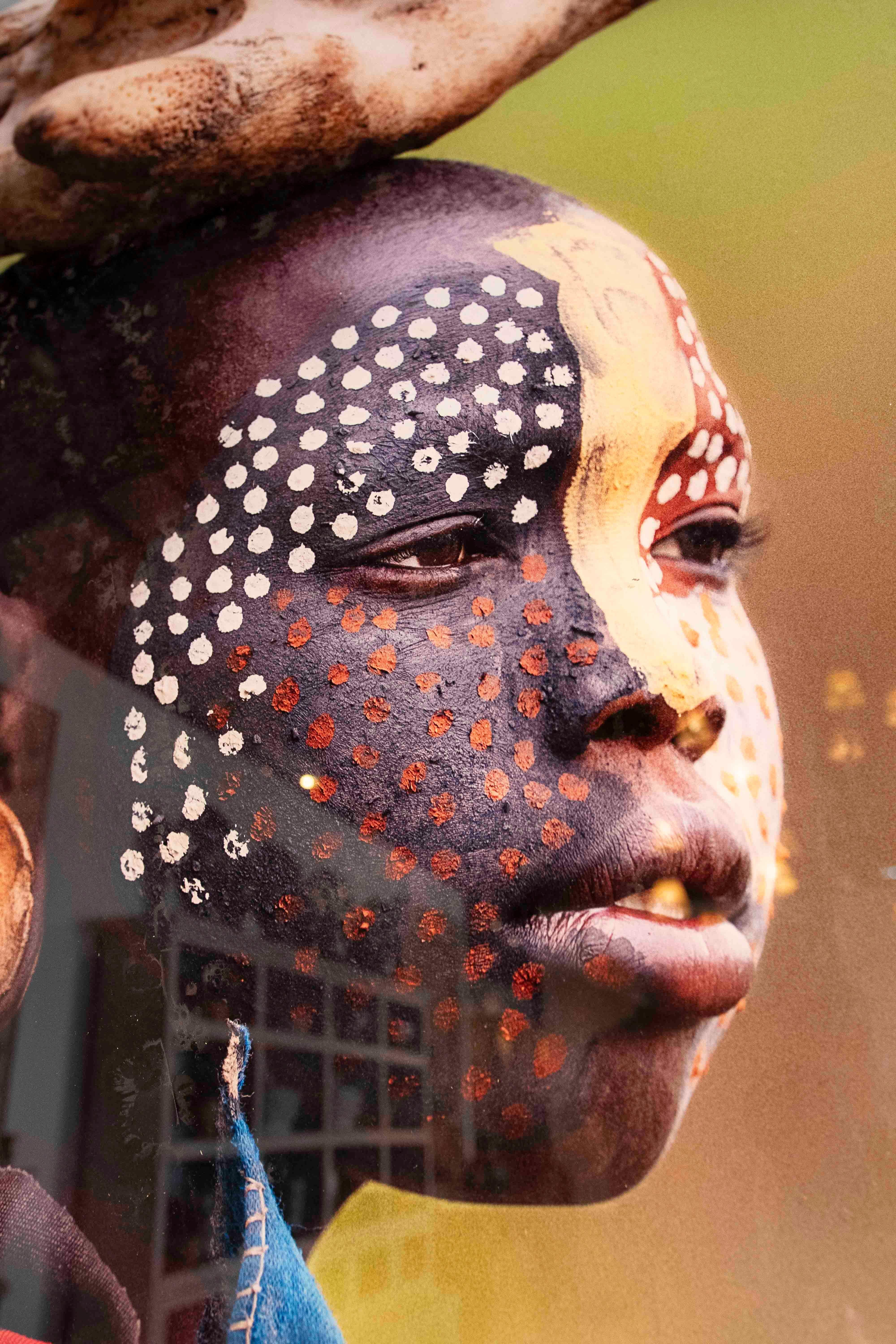 Resin Tribal Portrait Photography with Bone Hat For Sale