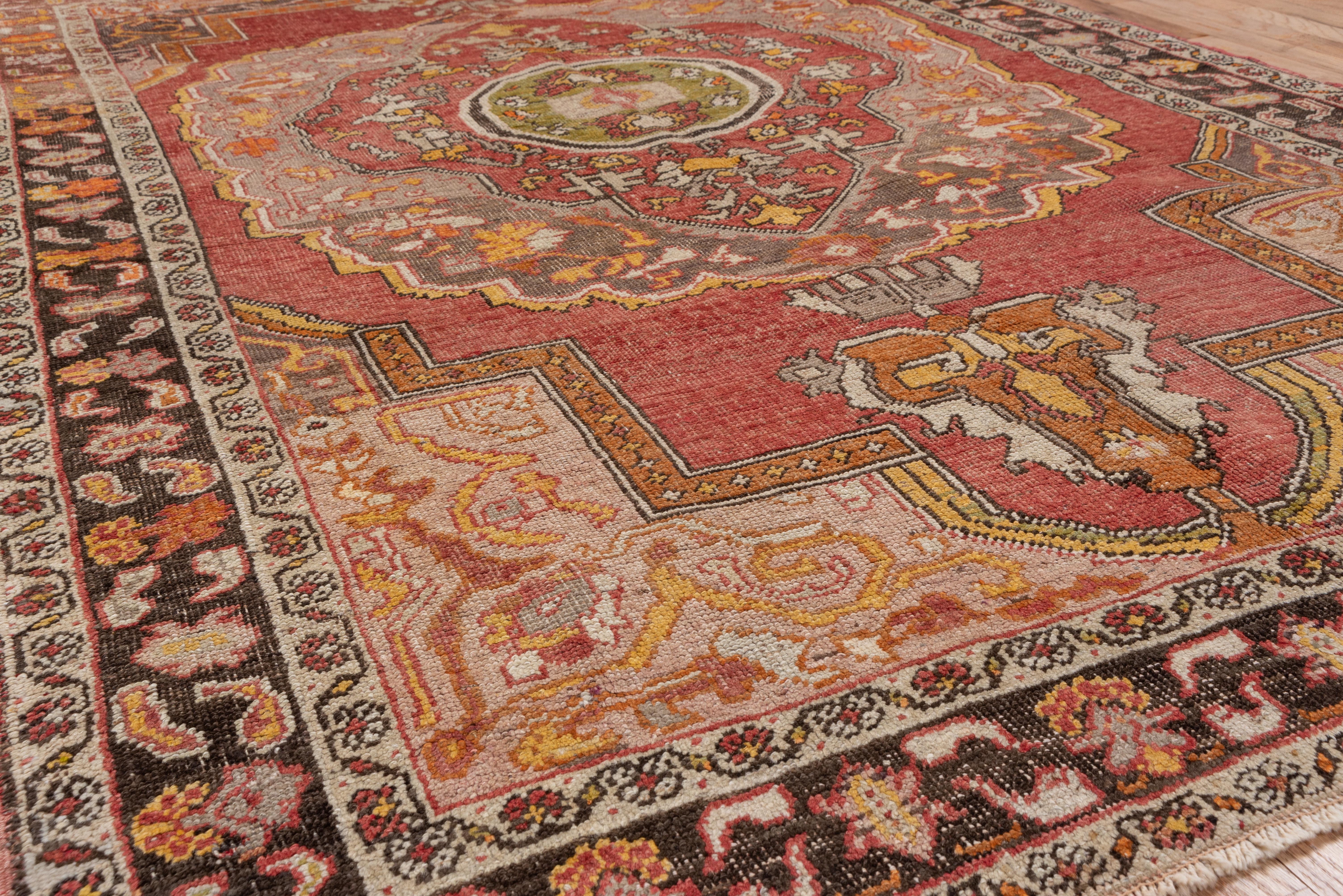 Alfombra Turca Oushak Tribal Campo Rojo, Colores Cálidos Turco en venta