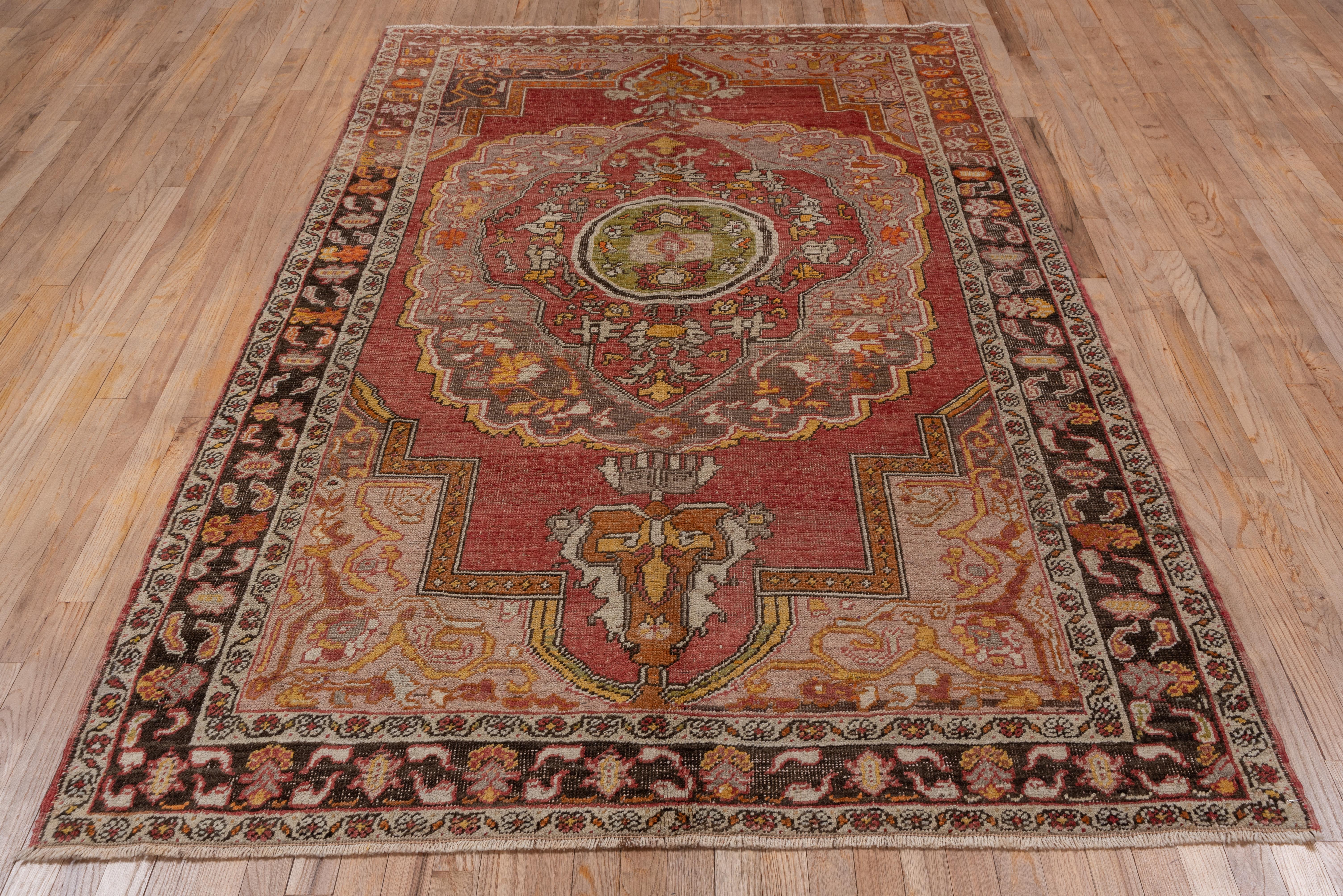 Alfombra Turca Oushak Tribal Campo Rojo, Colores Cálidos Anudado a mano en venta