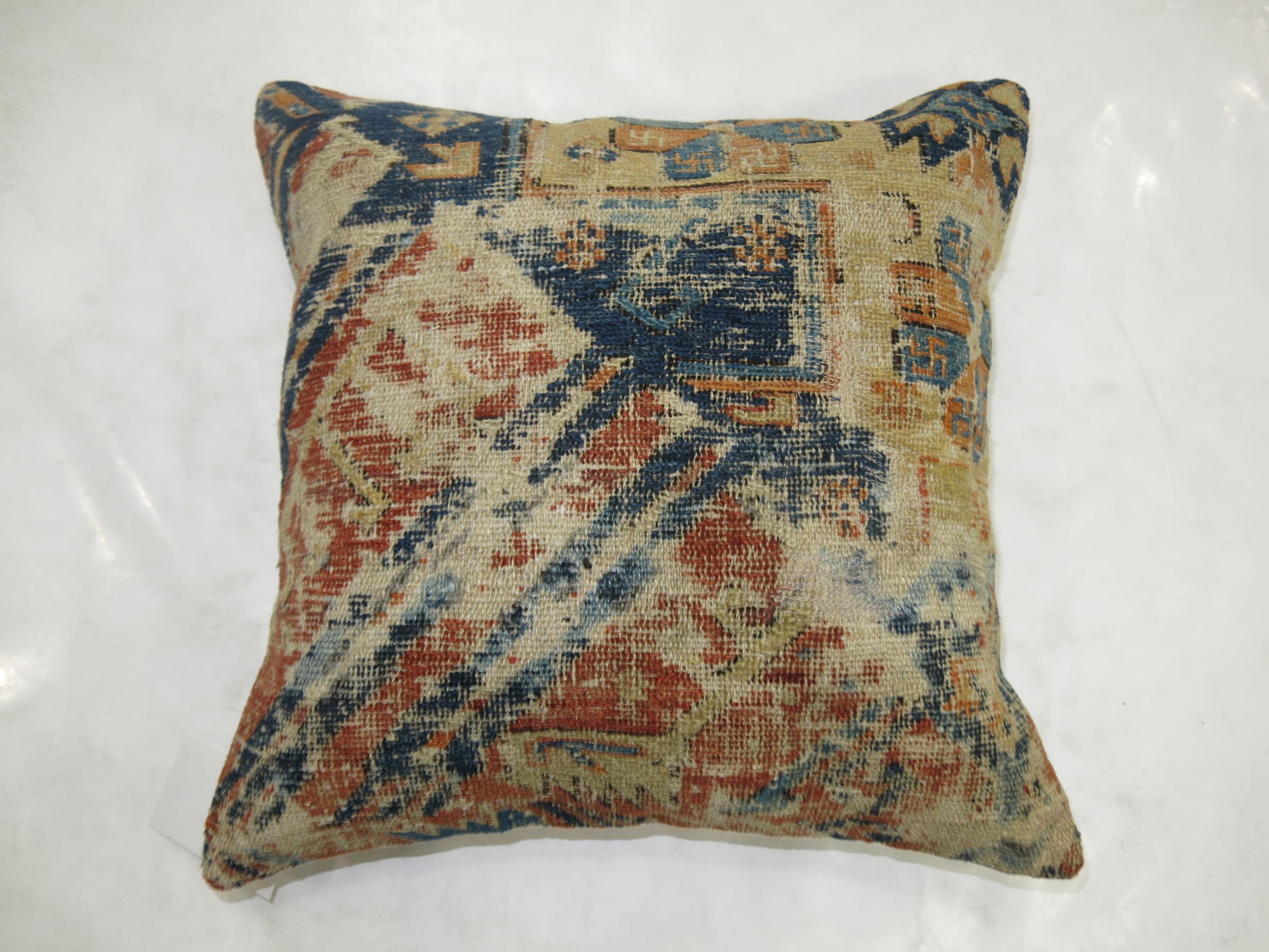 19th Century Tribal Rug Pillow
