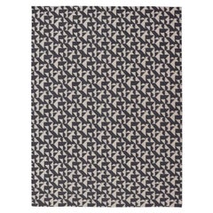 Tribal Rug With Intricate Geometric Patterns in Deep Charcoal and Soft Ivory