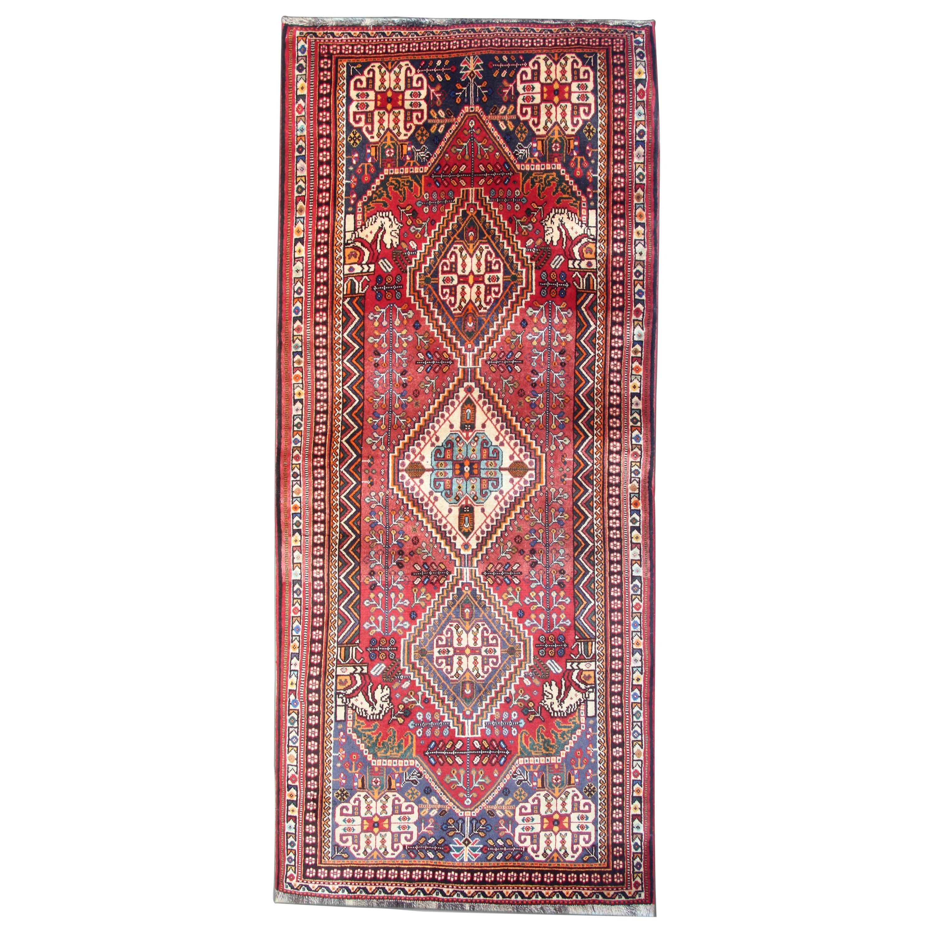 Rustic Runner Rug, Traditional Geometric Carpet Rust Afghan Wool Rug