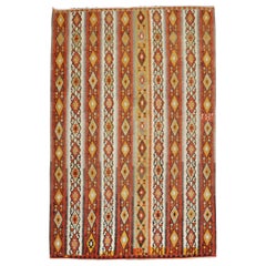 Tribal Rustic Room Size Turkish Kilim Flat-Weave