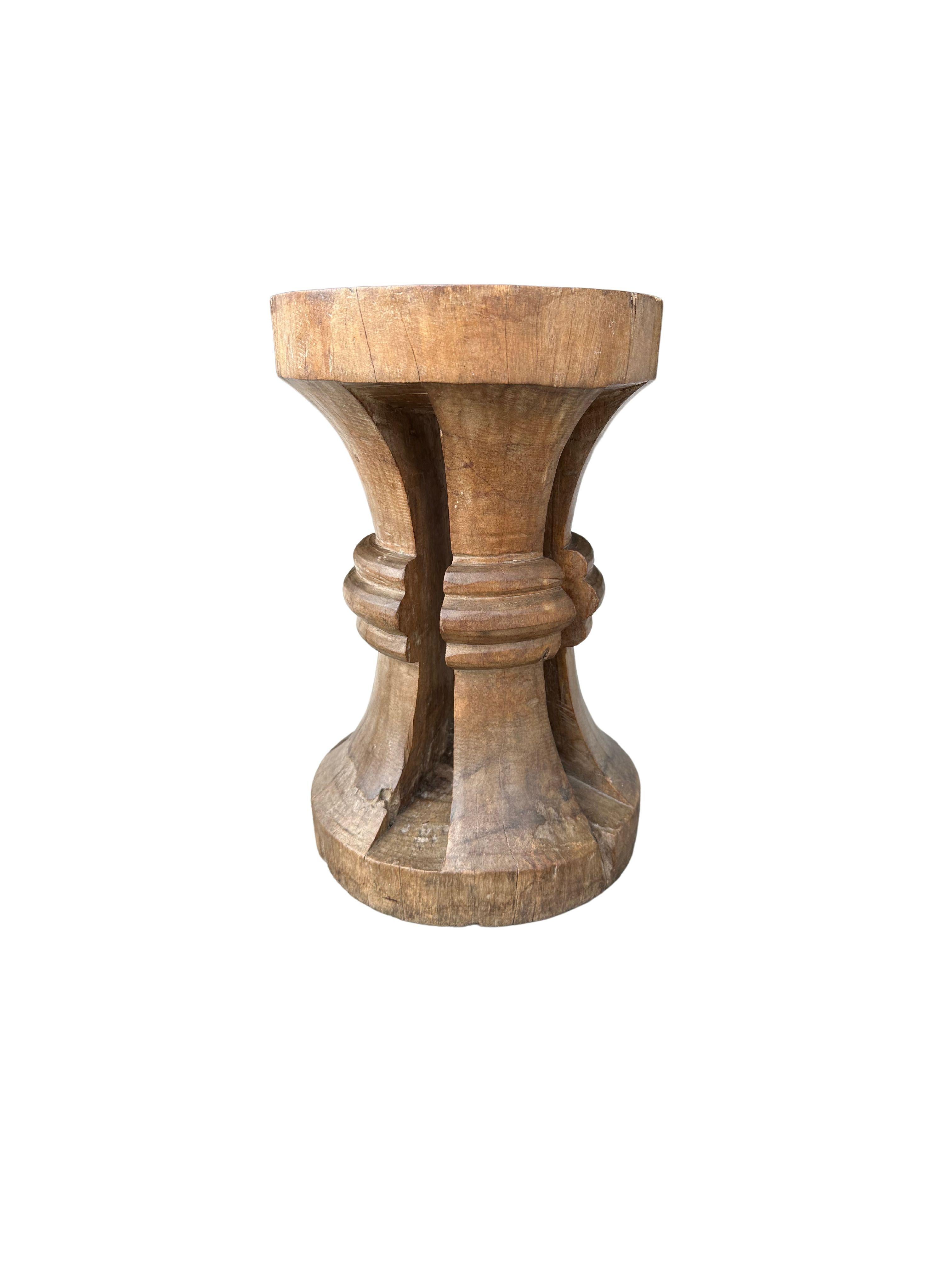 Hand-Carved Tribal Stool from Nias Island, North Sumatra, Indonesia, C. 1950