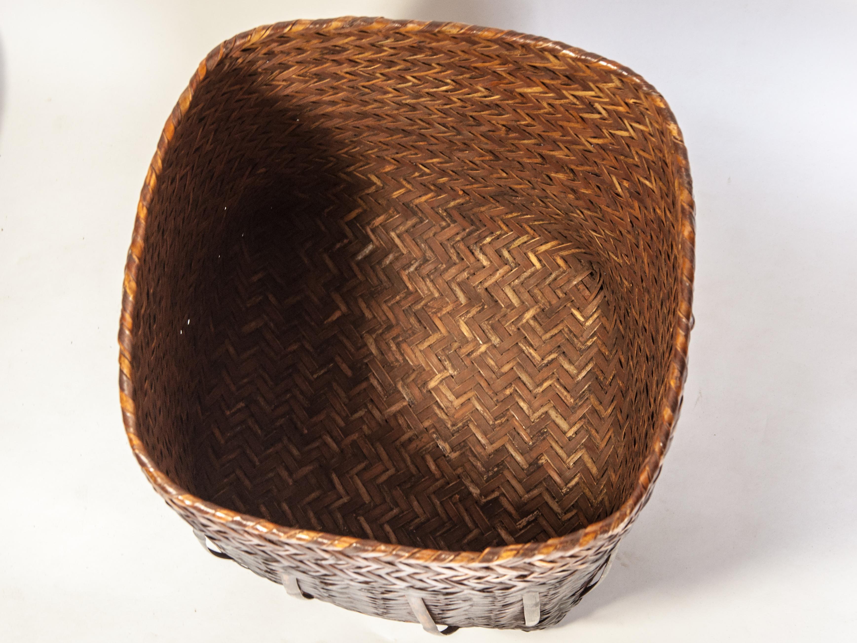 Tribal Storage Basket Box with Lid from the Magar of Nepal, Mid-20th Century 11