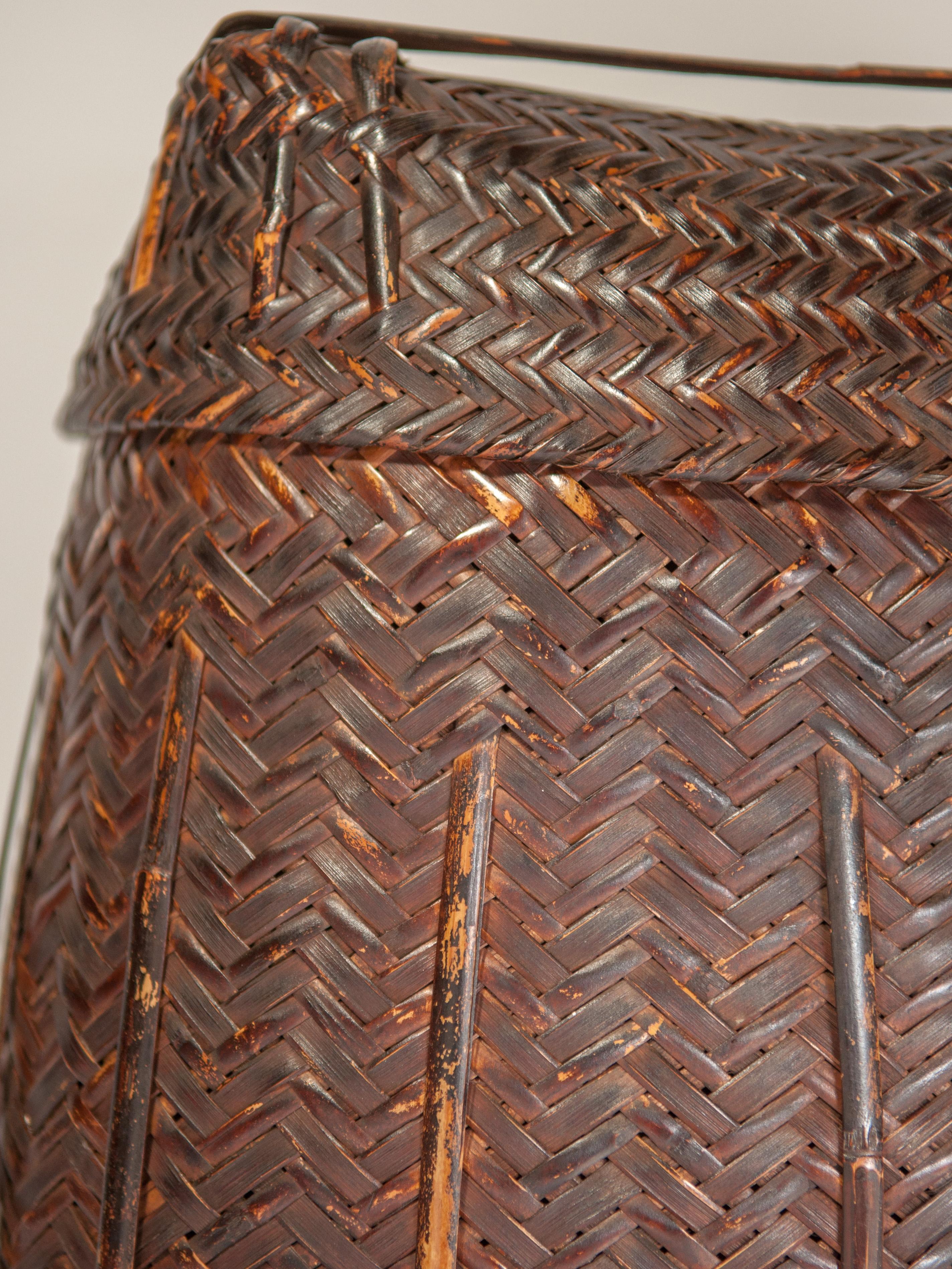 Tribal Storage Basket Box with Lid from the Magar of Nepal, Mid-20th Century 2