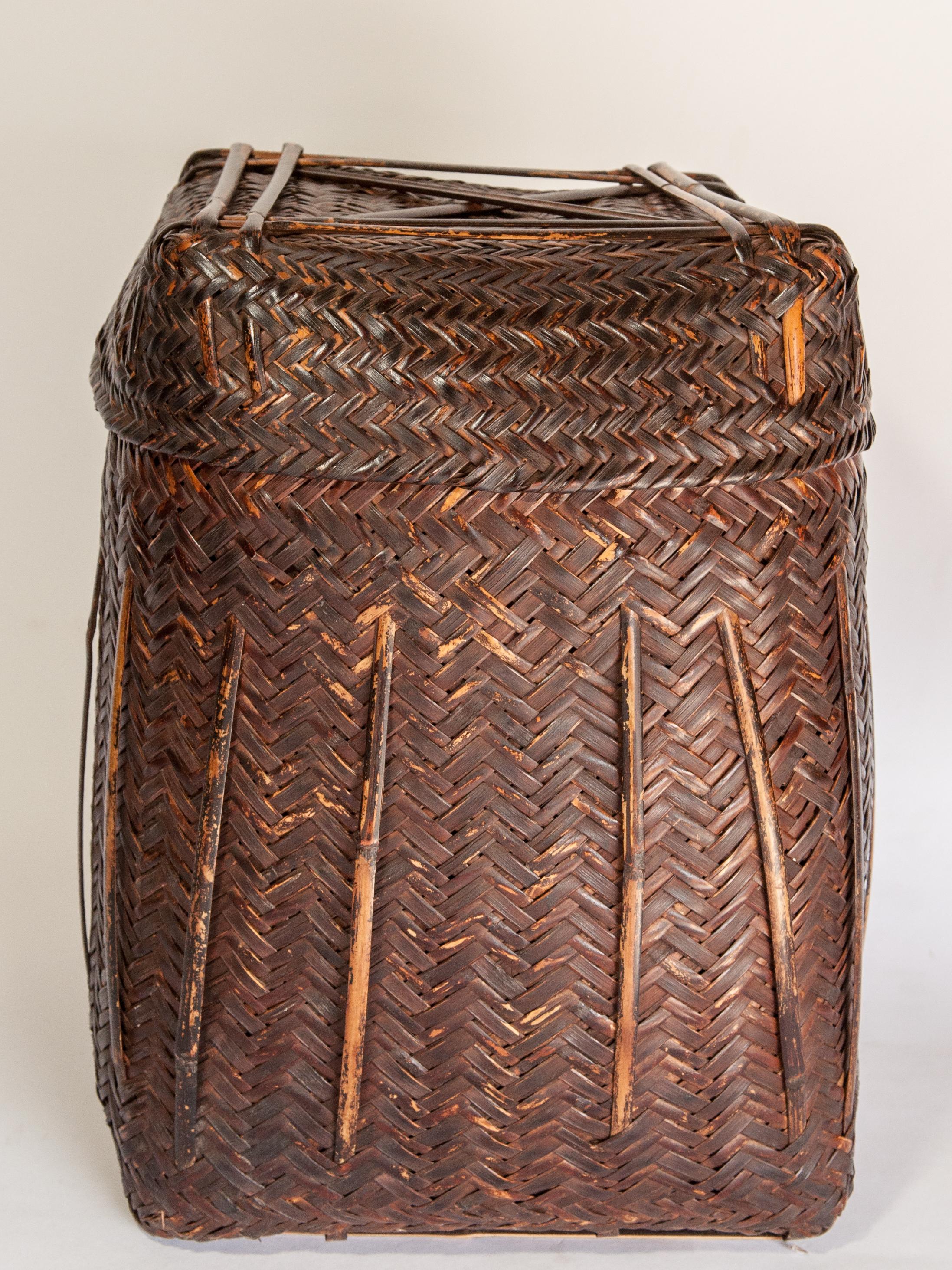 Tribal Storage Basket Box with Lid from the Magar of Nepal, Mid-20th Century 3