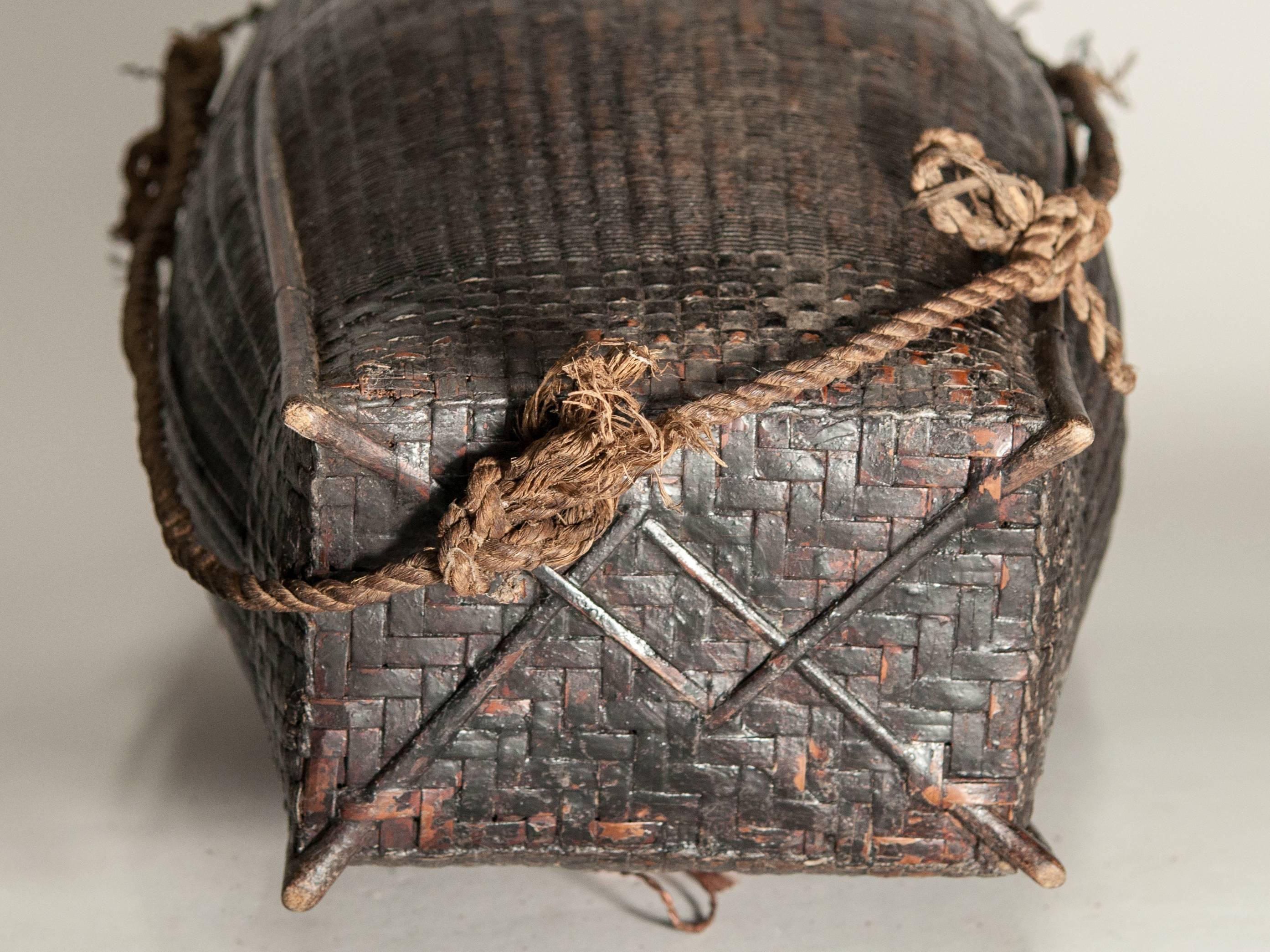 Tribal Storage Basket with Lid and Lacquer, Karen of Burma, Mid-20th Century 11