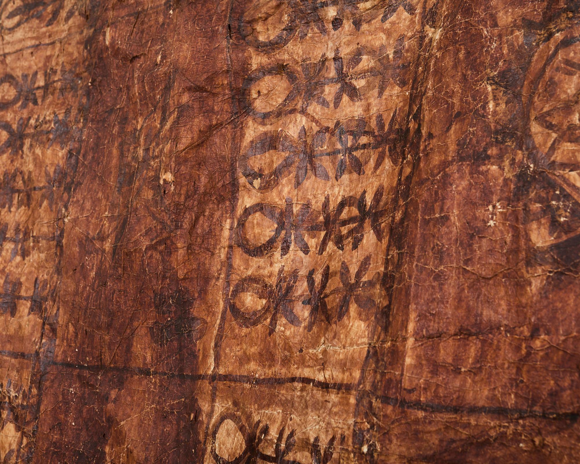 Bois Tissu d'écorce polynésien Tapa de style tribal de 12 pieds de Tonga en vente