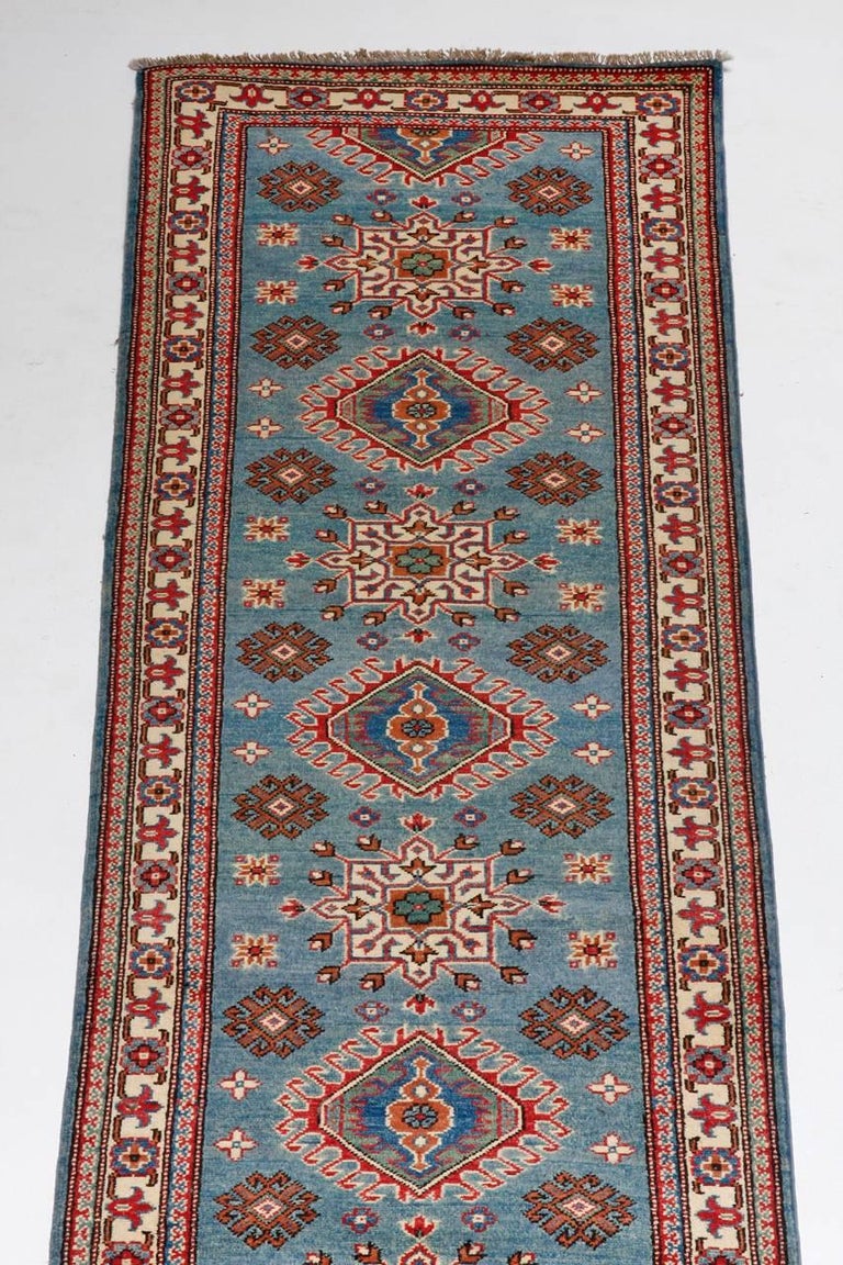 Contemporary Pakistani Kazak Style Runner Rug For Sale at 1stDibs