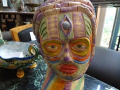 Tribal Style Clay Bust Sculpture