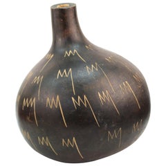Tribal Style Gourd with Incised Geometric Motif