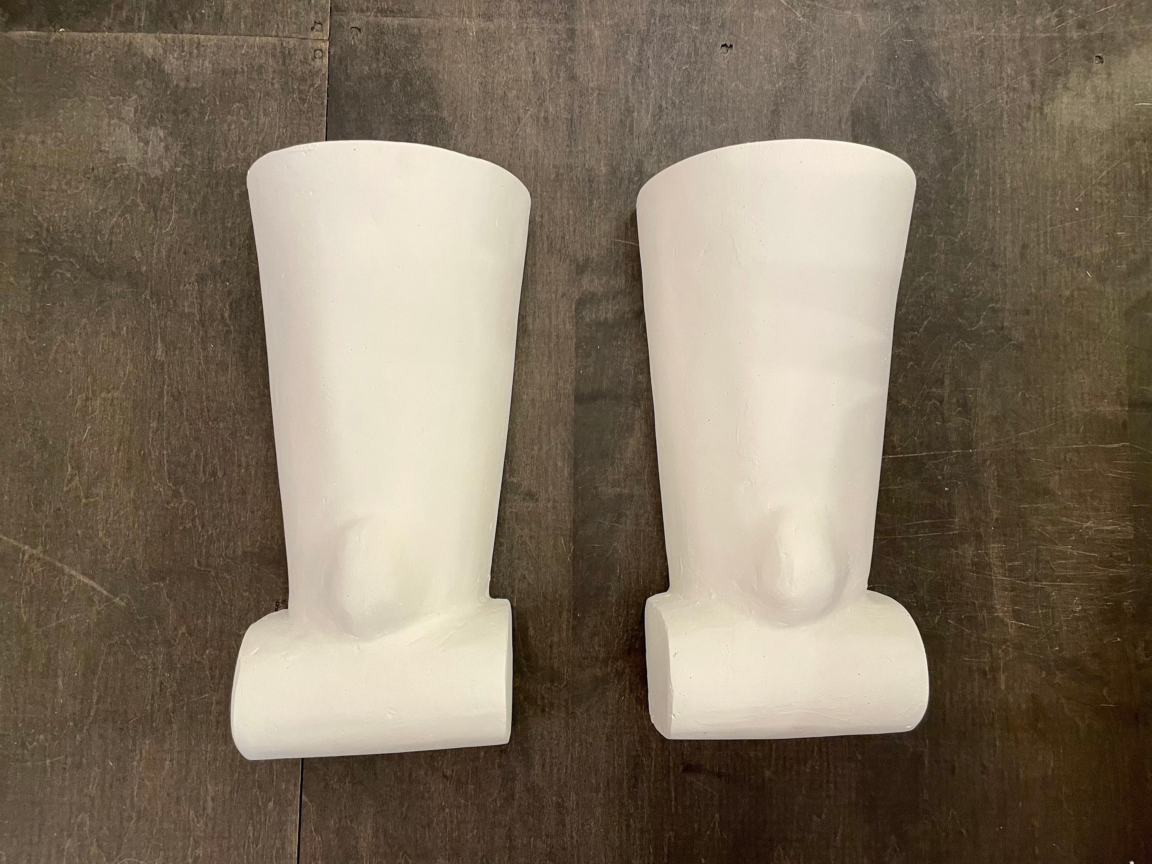 Contemporary Plaster Wall Lights/ Sconces, Pair For Sale