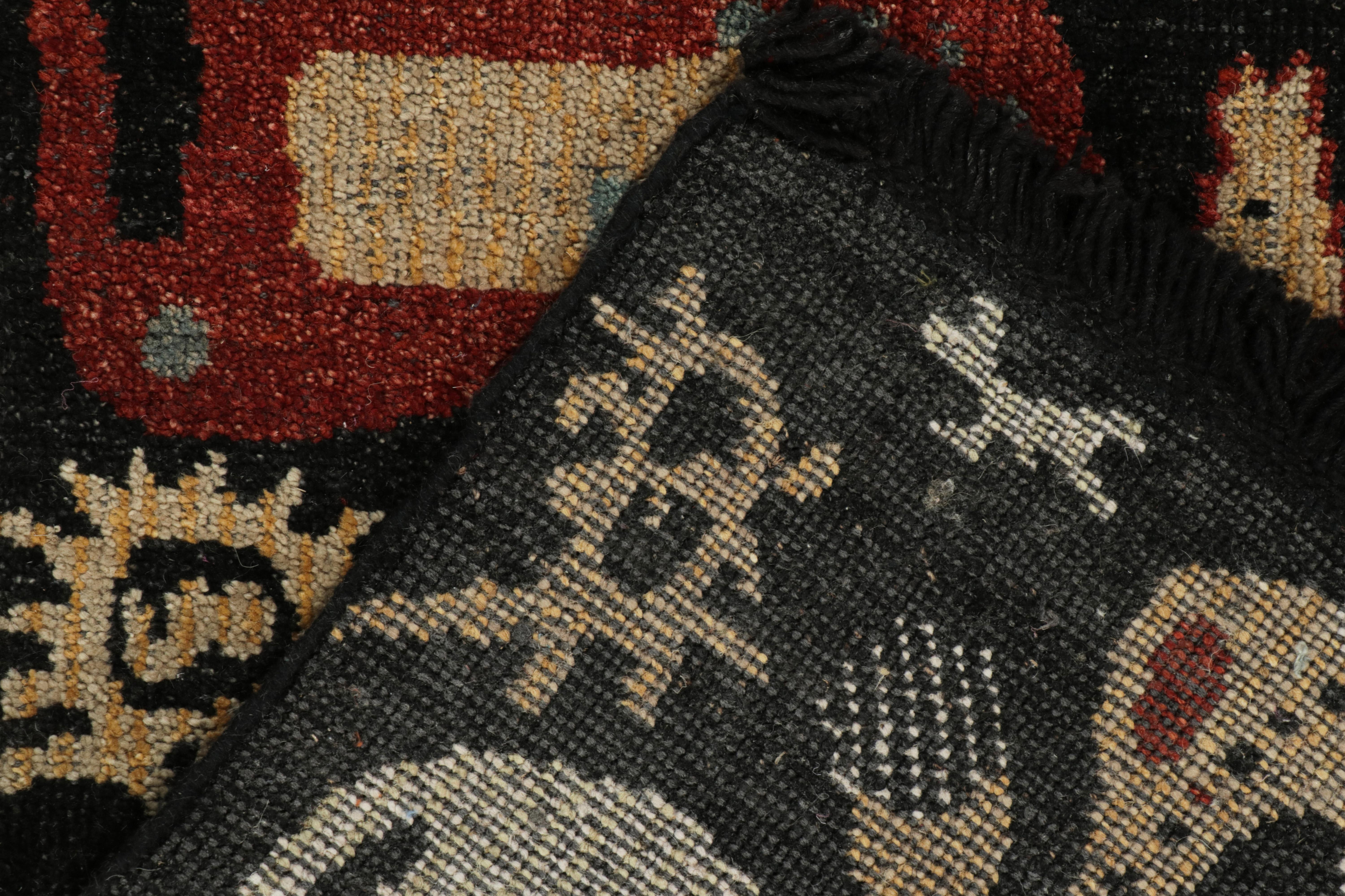 Rug & Kilim's Tribal Style Rug in Black, Red and White Pictorial Pattern In New Condition For Sale In Long Island City, NY