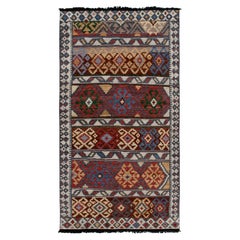 Tribal Style Rug in Off-White, Red and Blue Geometric Pattern by Rug & Kilim