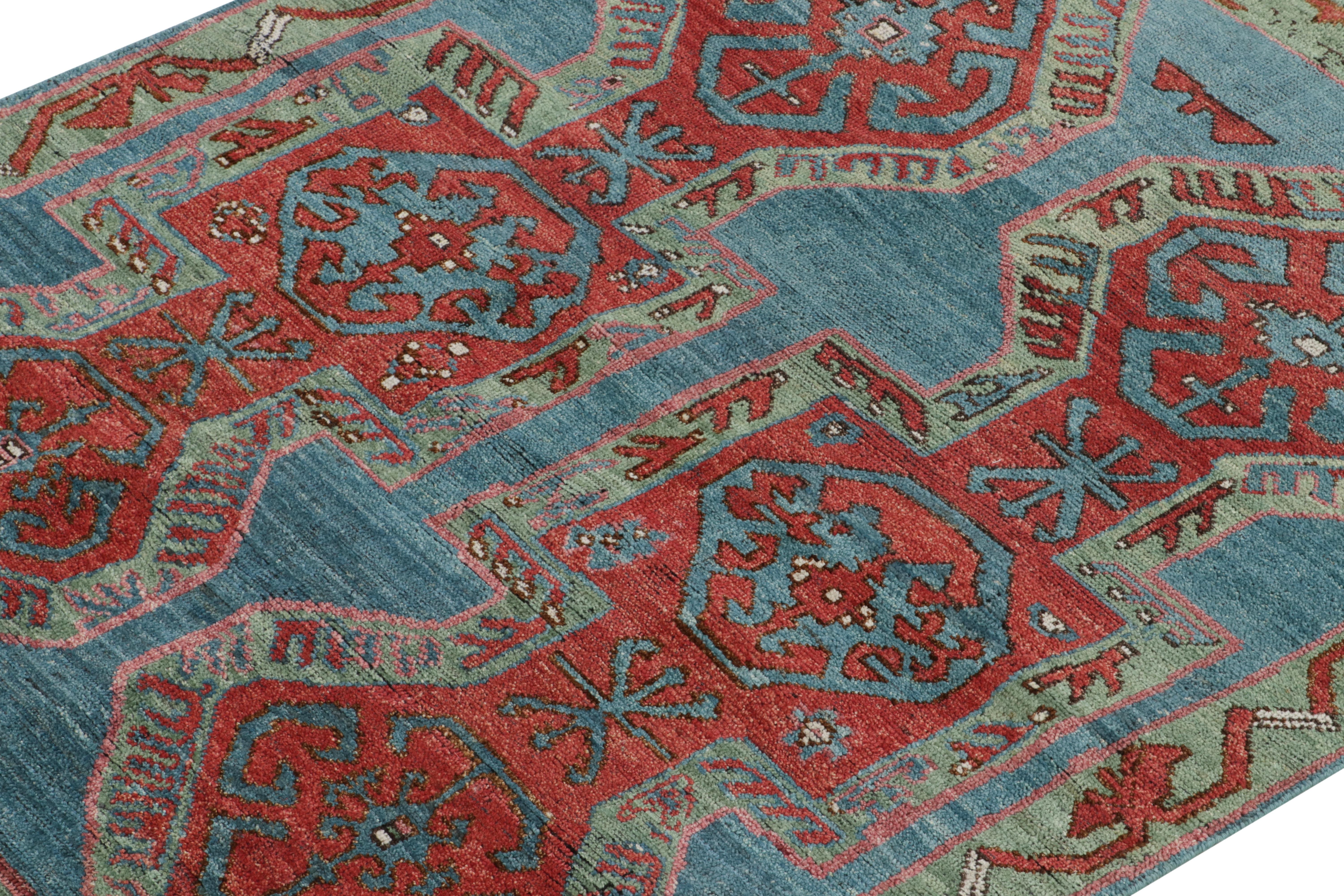 Indien Tapis et tapis Kilim de style tribal à motifs géométriques rouges, bleus et verts en vente