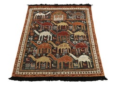 Rug & Kilim's Tribal Style Rug in Red, Orange-Brown, Pictorial Pattern