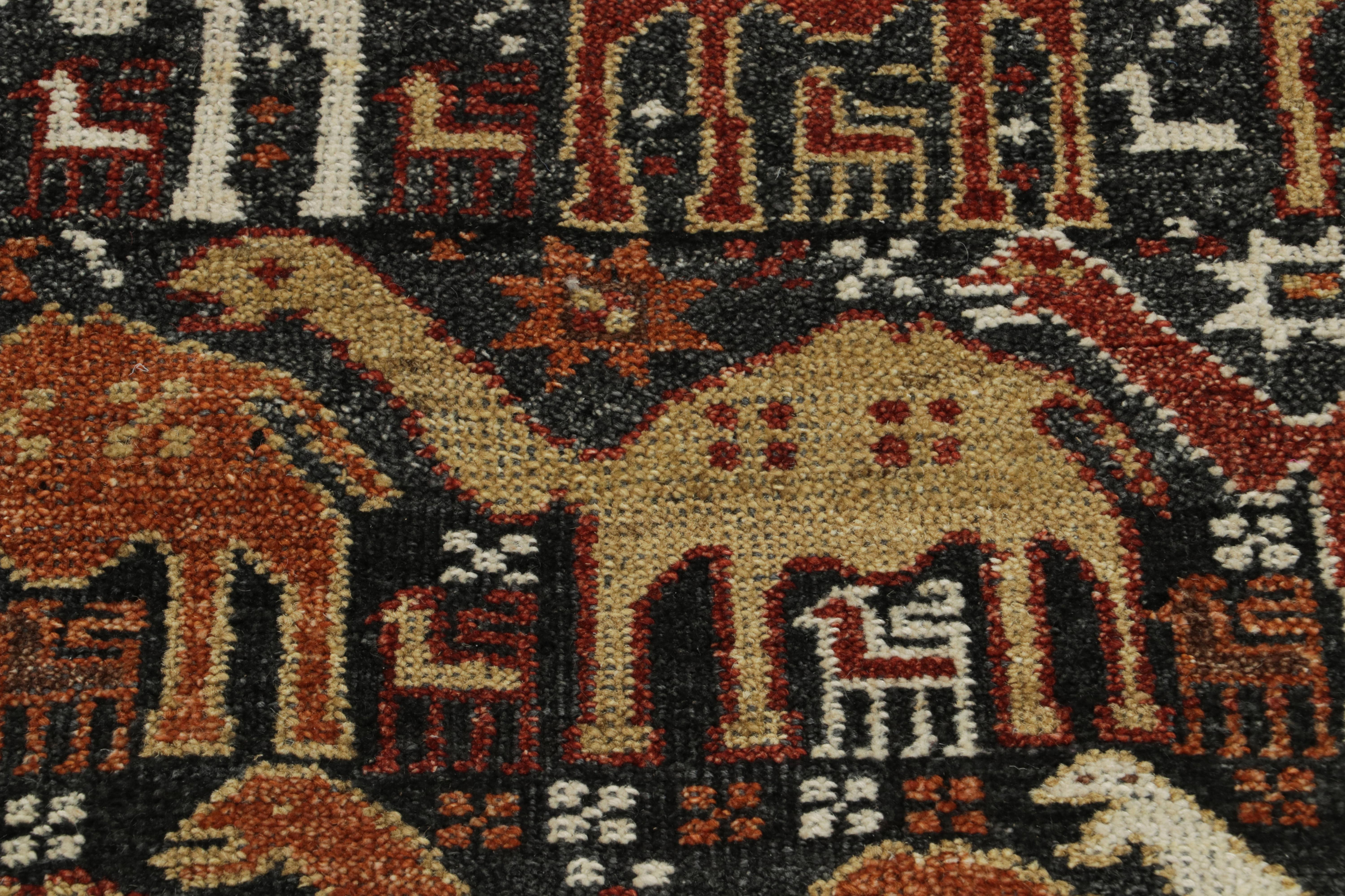 Rug & Kilim's Tribal Style Rug in Red, Orange-Brown, Pictorial Pattern In New Condition For Sale In Long Island City, NY