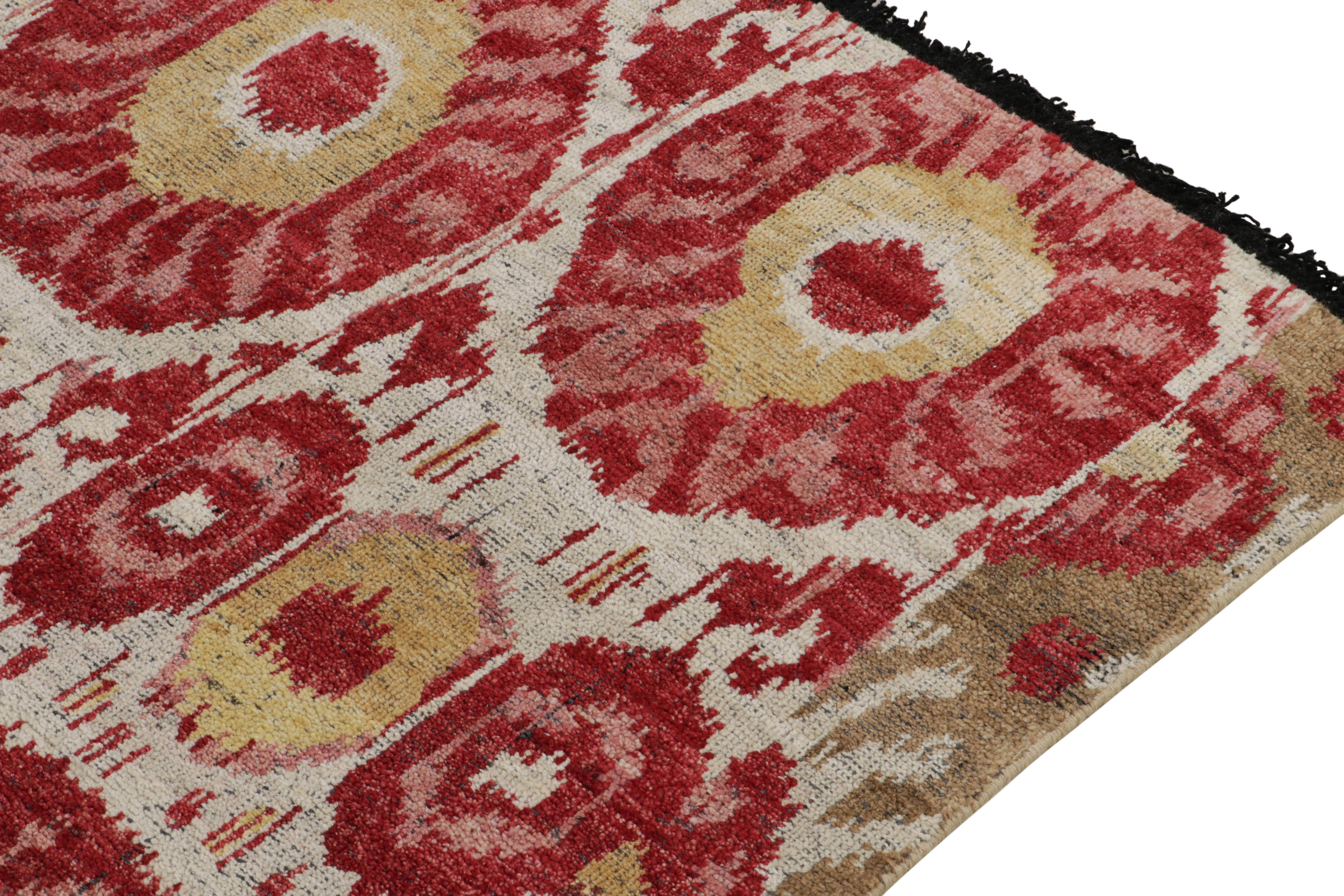 Rug & Kilim's Tribal Style rug in Red, Yellow, Green, White Ikats Pattern In New Condition For Sale In Long Island City, NY