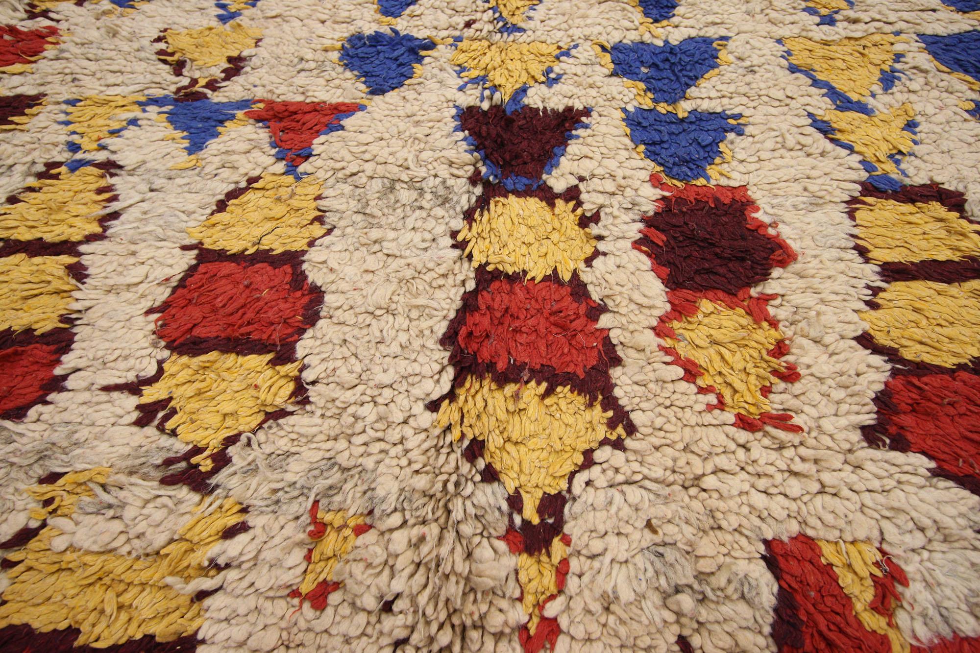 Hand-Knotted Tribal Style Vintage Moroccan Azilal Runner, Berber Moroccan Shag Hallway Runner