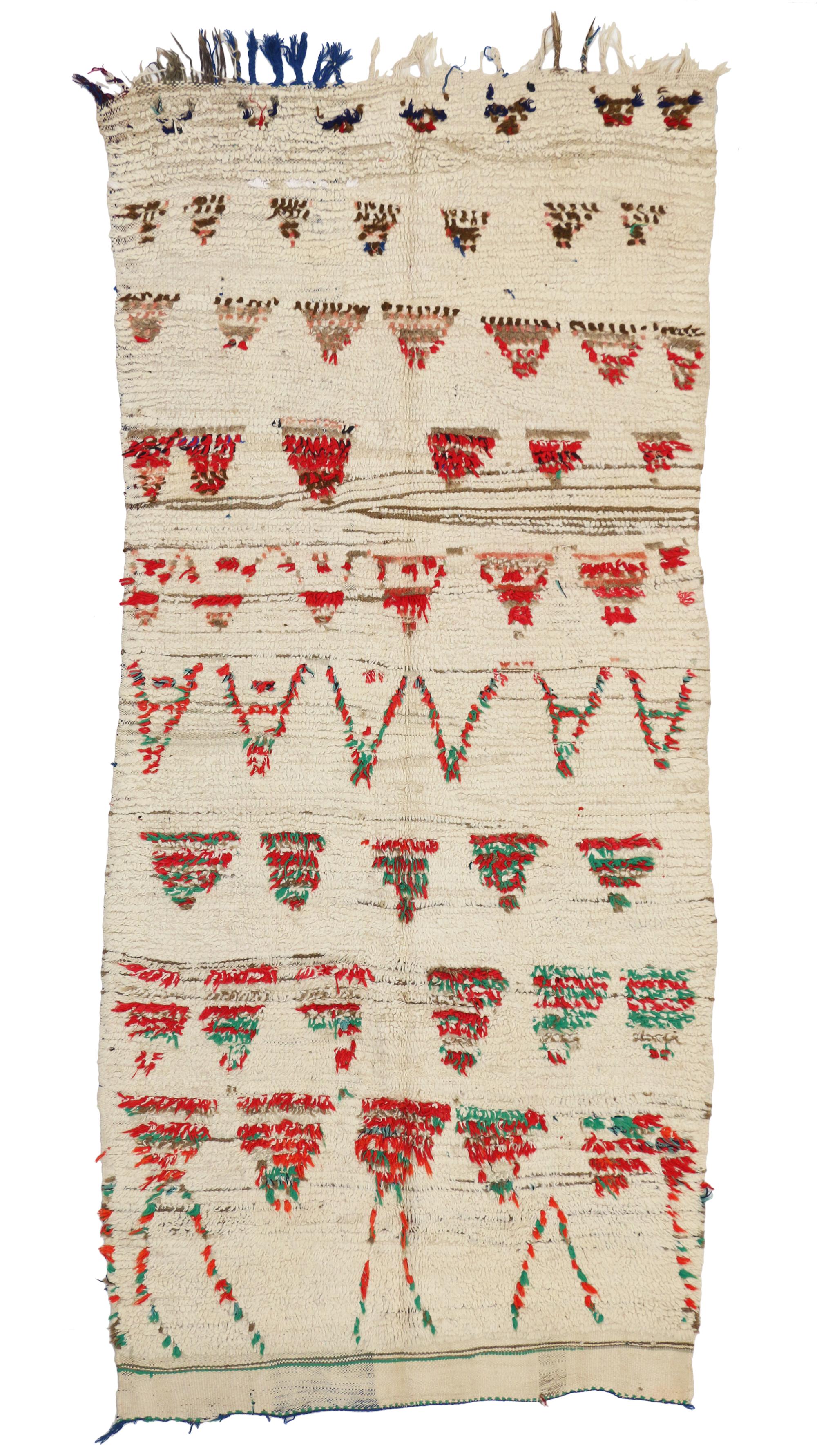 Alfombra Bereber Marroquí Azilal Vintage Corredera de Estilo Tribal en venta 2