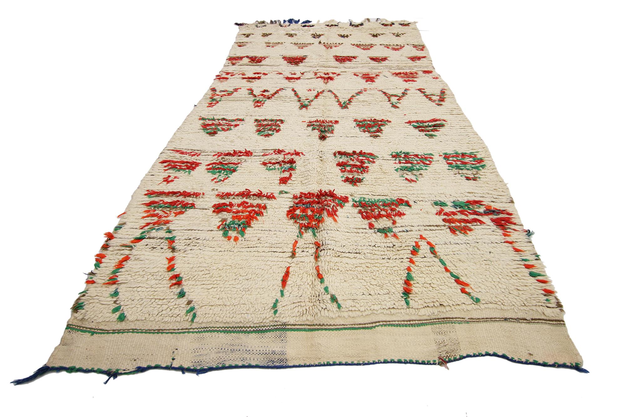 Vintage Berber Moroccan Azilal Rug Runner with Tribal Style In Good Condition For Sale In Dallas, TX