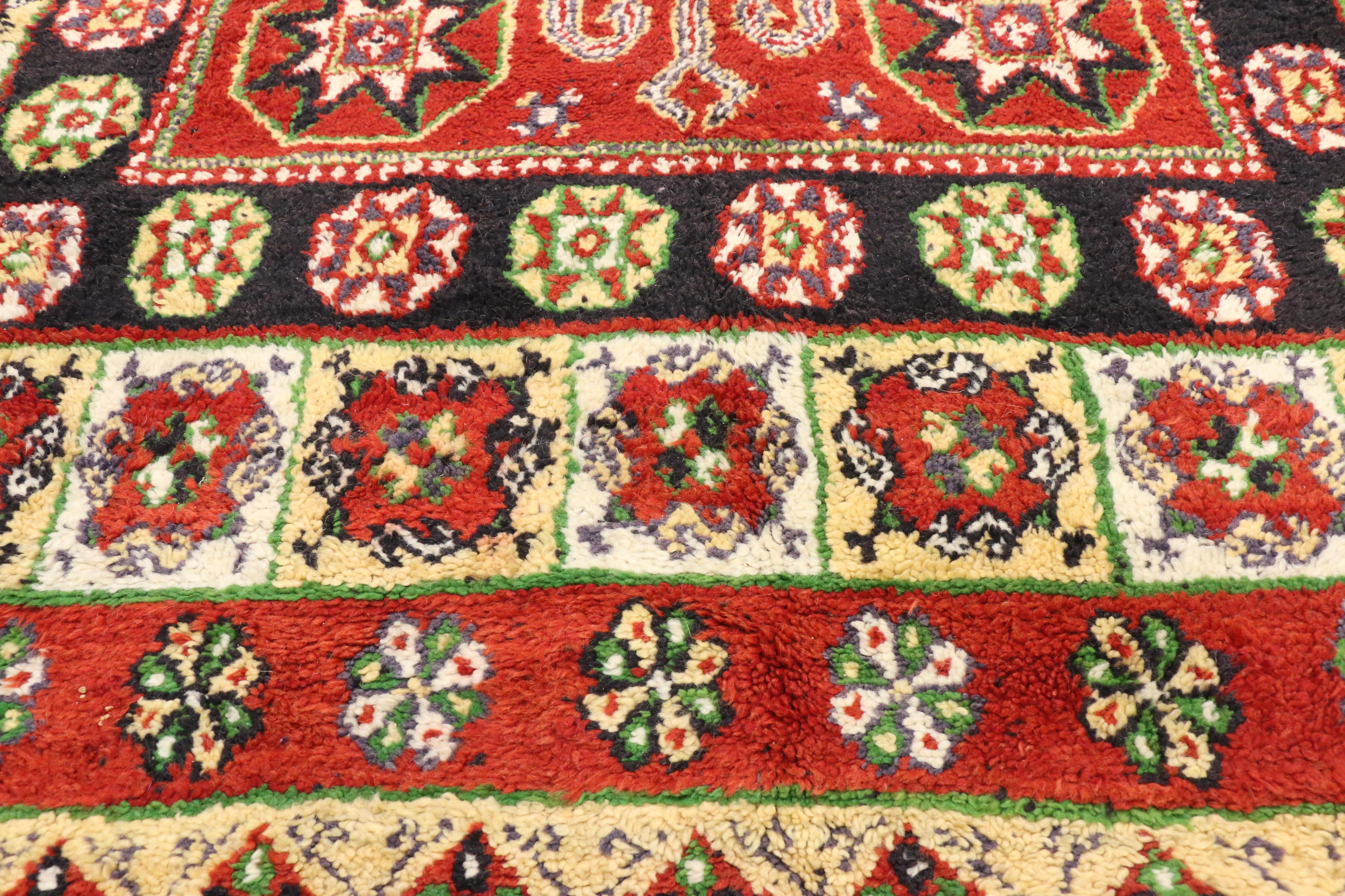 Tribal Vintage Rabat Moroccan Area Rug with Traditional Village Style For Sale