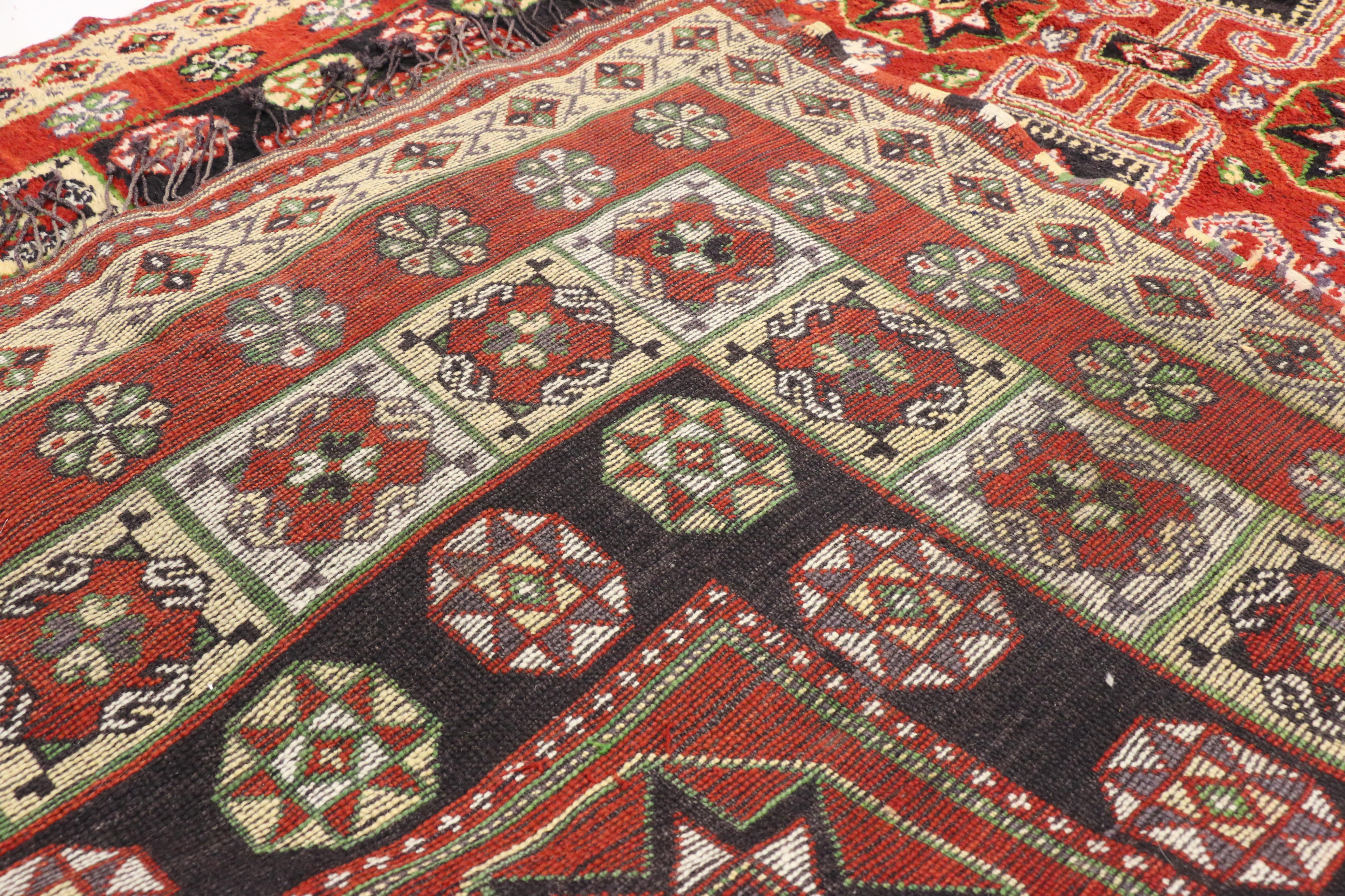 Hand-Knotted Vintage Rabat Moroccan Area Rug with Traditional Village Style For Sale