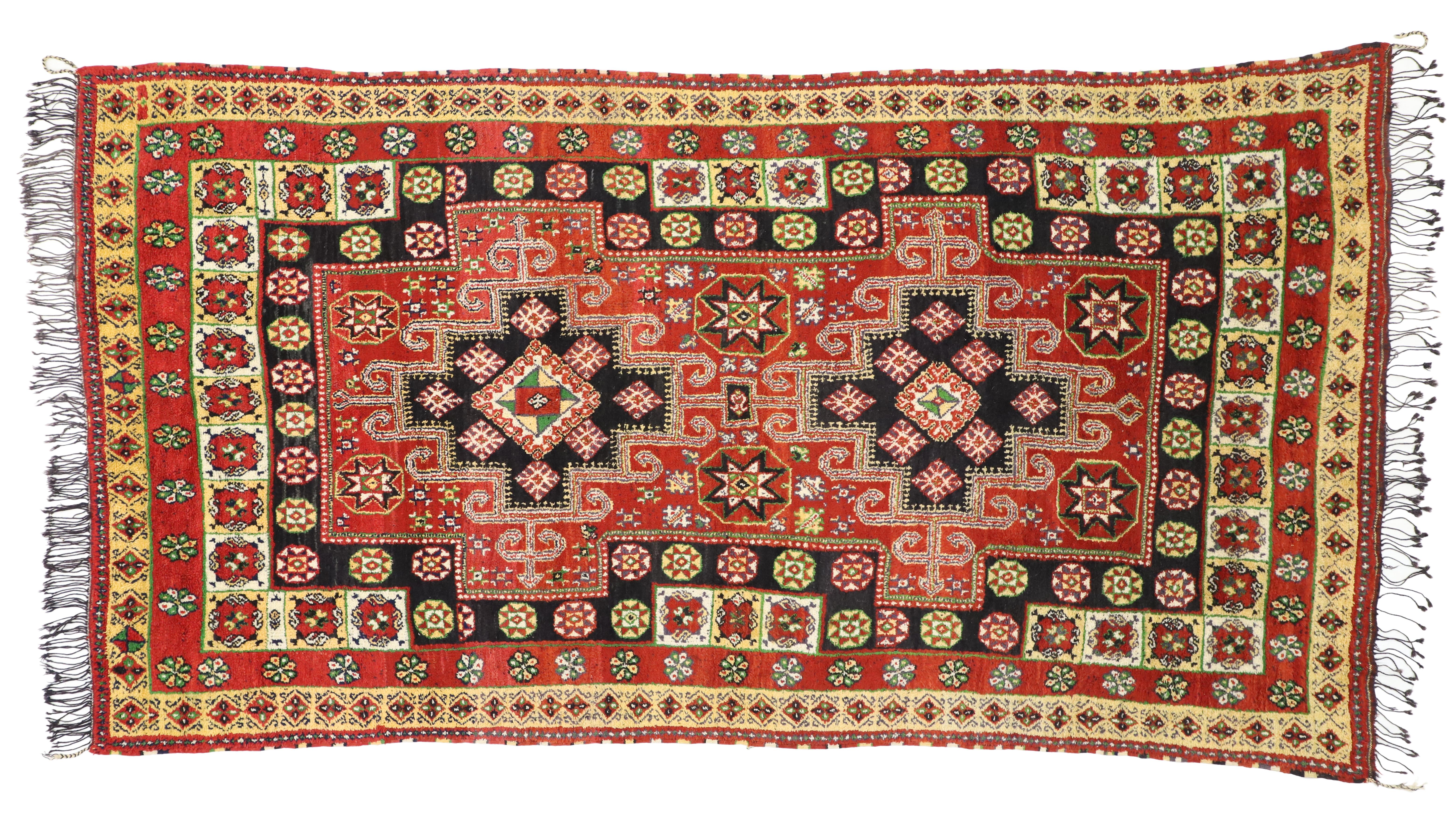 Vintage Rabat Moroccan Area Rug with Traditional Village Style For Sale 1
