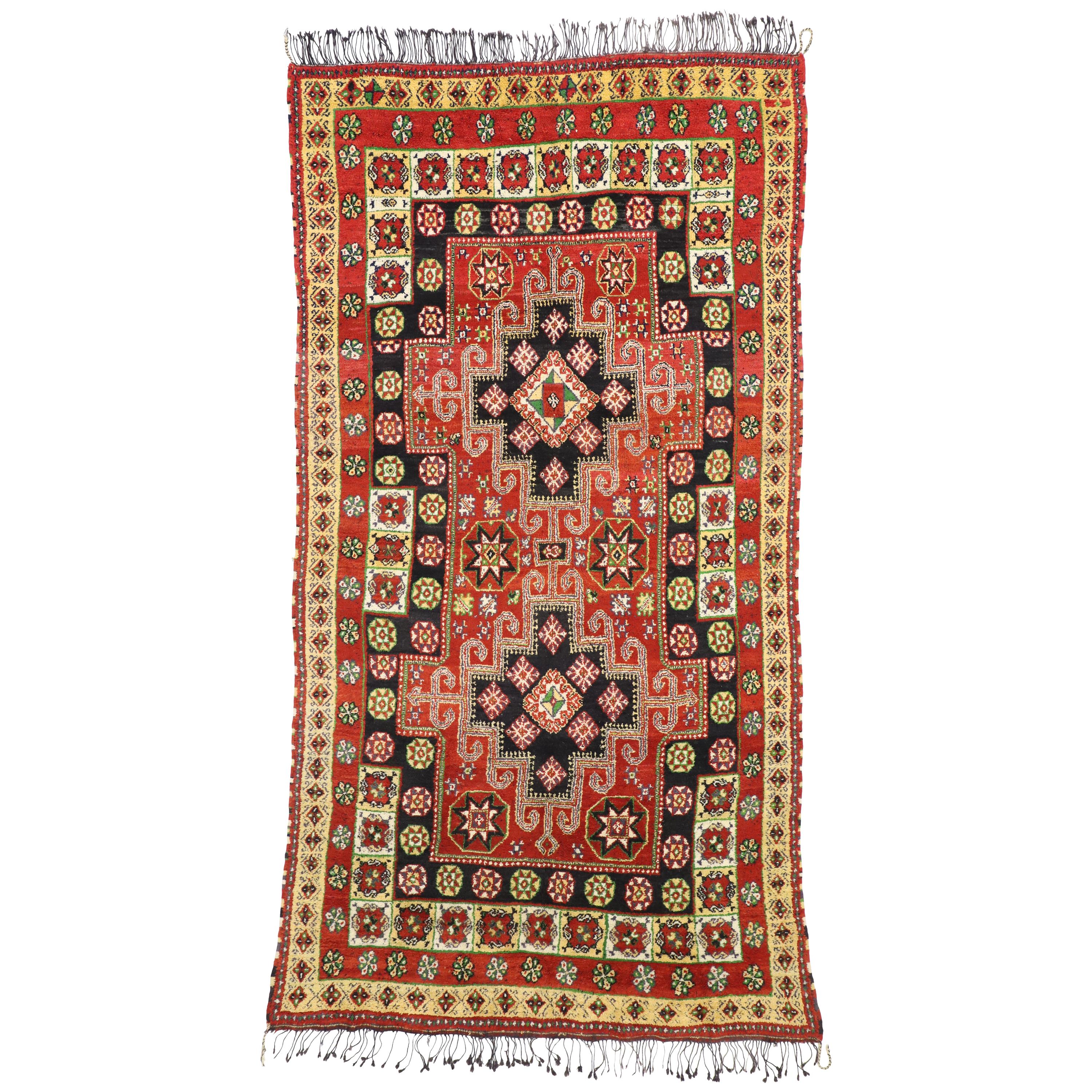 Vintage Rabat Moroccan Area Rug with Traditional Village Style For Sale