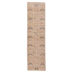Antique Tribal Sun Faded Oushak with Black Accents