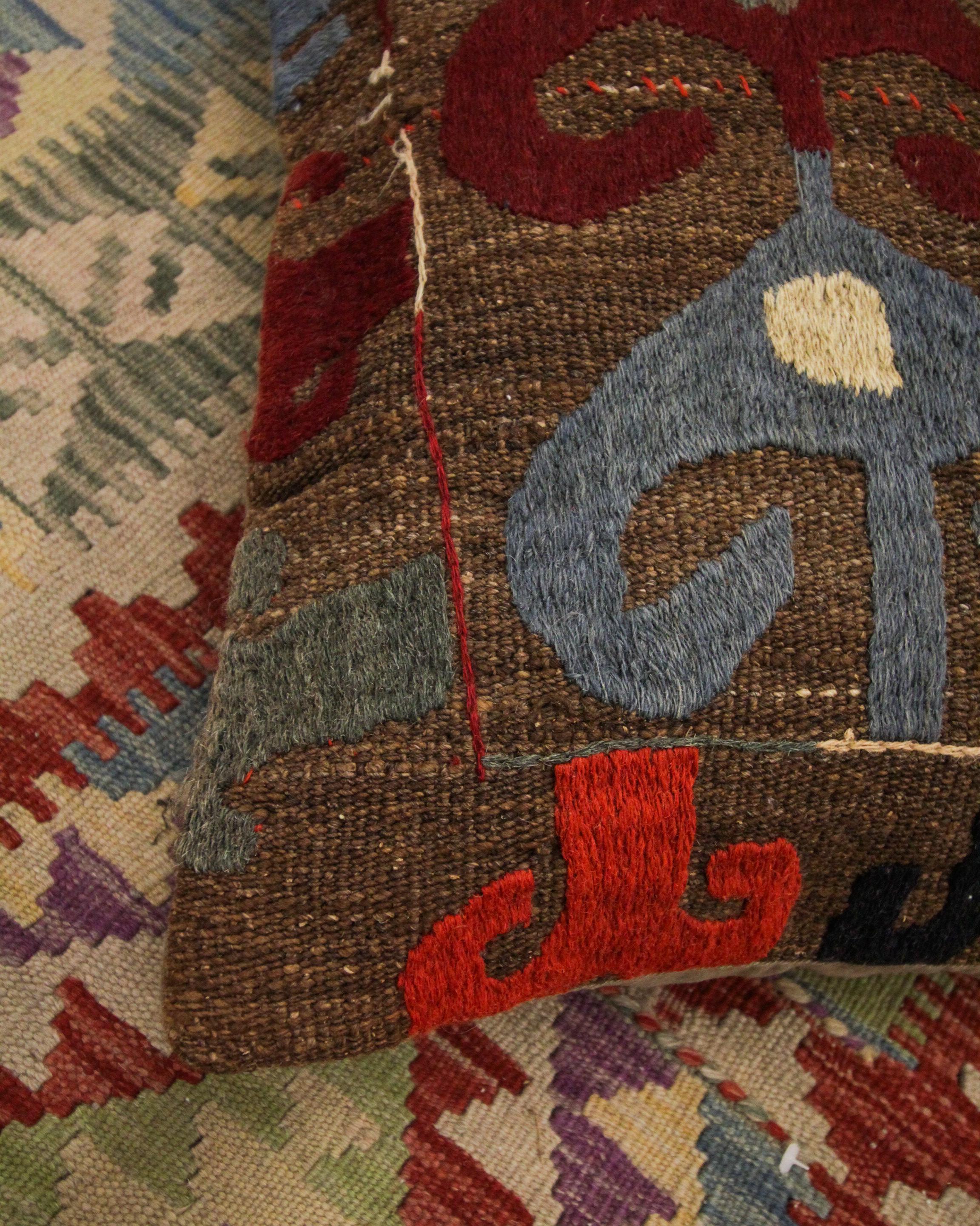 Uzbek Tribal Suzani Cushion Cover Handmade Pillow Case Wool Scatter Cushion