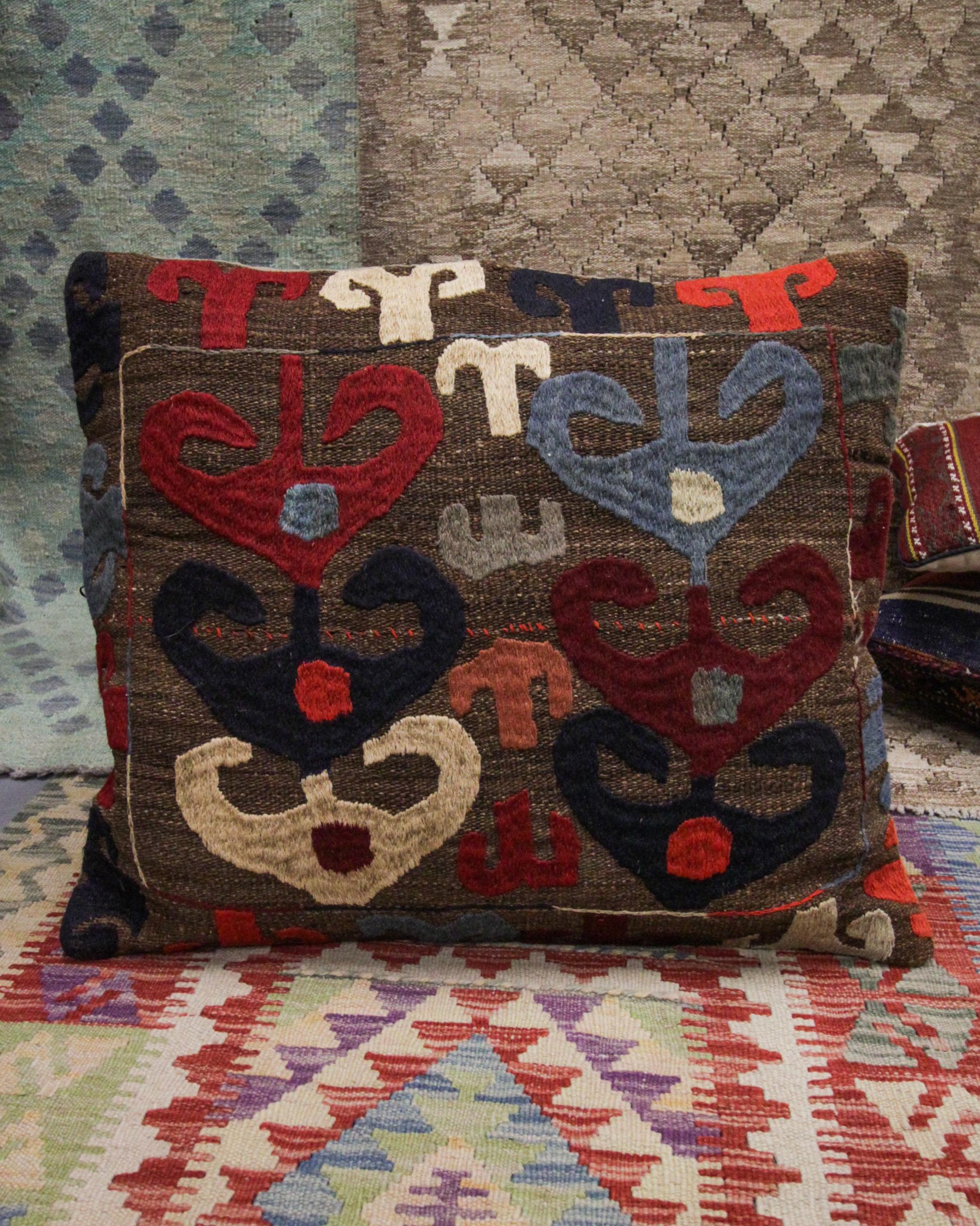 Hand-Woven Tribal Suzani Cushion Cover Handmade Pillow Case Wool Scatter Cushion