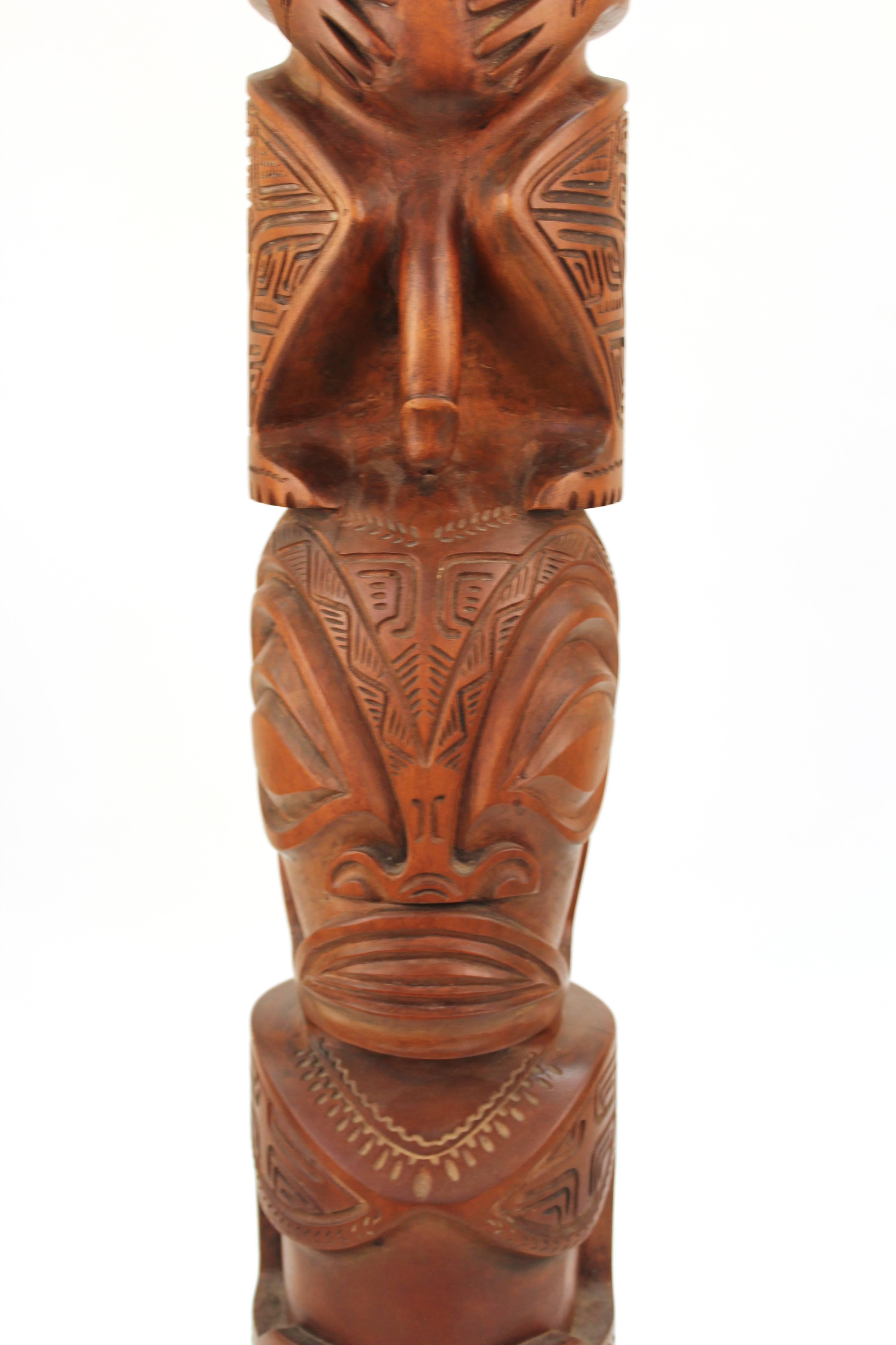Decorative TOTEM of Human Figures in Carved Wood For Sale 1