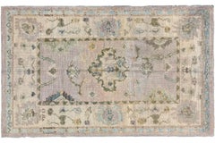 Tribal Turkey Area Rug - Oushak Style - Lavender Ivory
