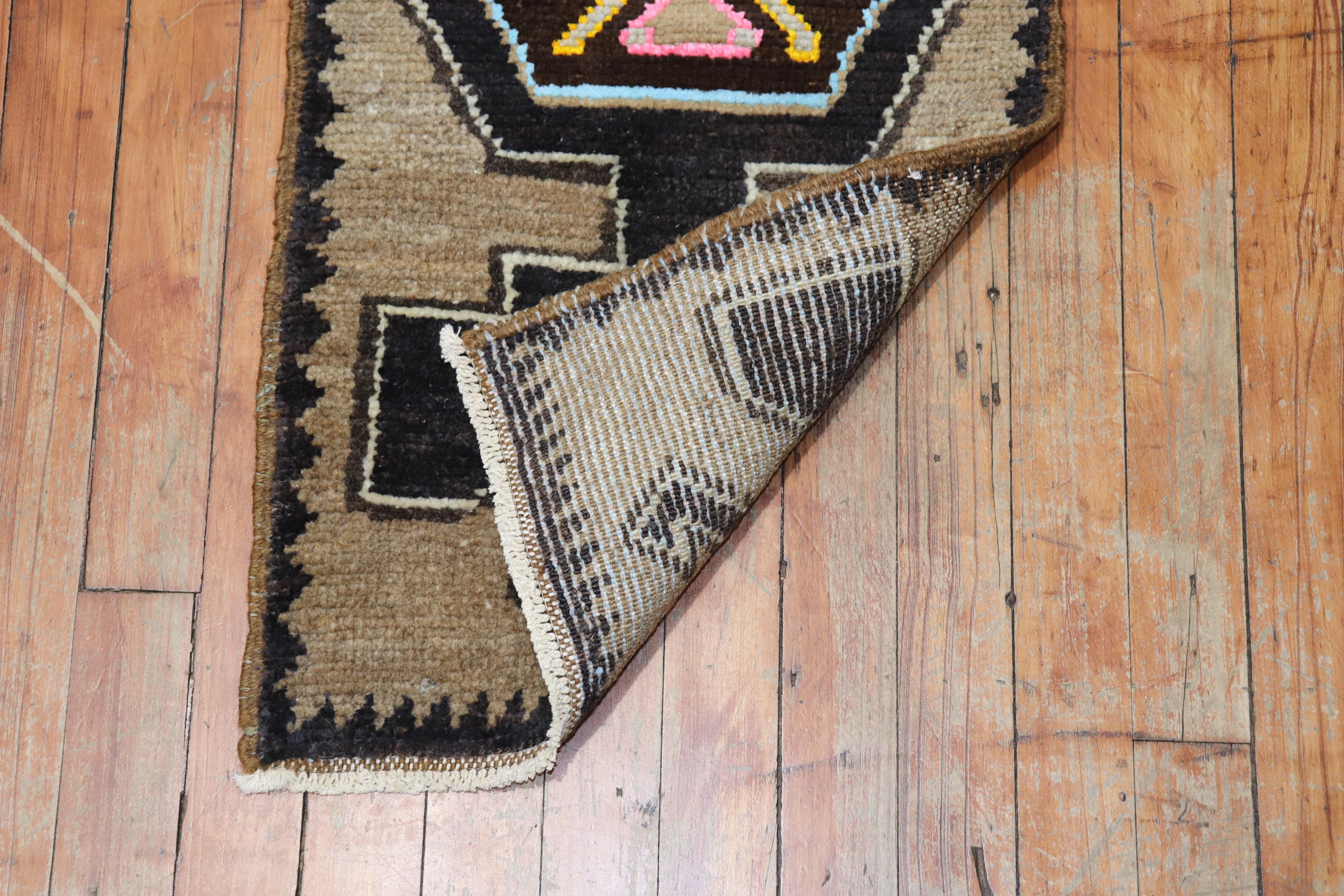 Tribal Turkish Anatolian Mini Mat Size Rug In Good Condition In New York, NY