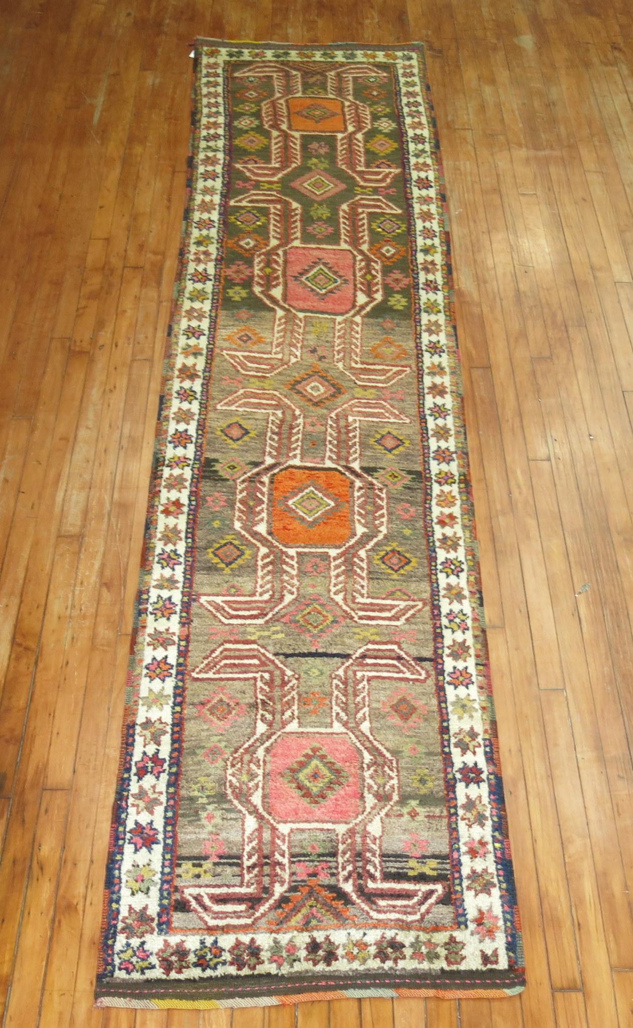 Wool Zabihi Collection Tribal Turkish Anatolian Runner For Sale