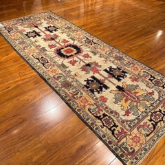 Tribal Turkish Hand-Knotted Serapi Wool Runner Rug 3x8