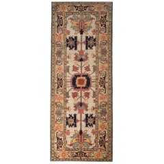 Tribal Turkish Hand-Knotted Serapi Wool Runner Rug 3x8
