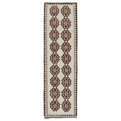 Tribal Vintage Turkish Kilim in Creams, Black, and Browns