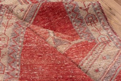 Tribal Turkish Red Oushak Rug, Lightly Distressed, Fragmented