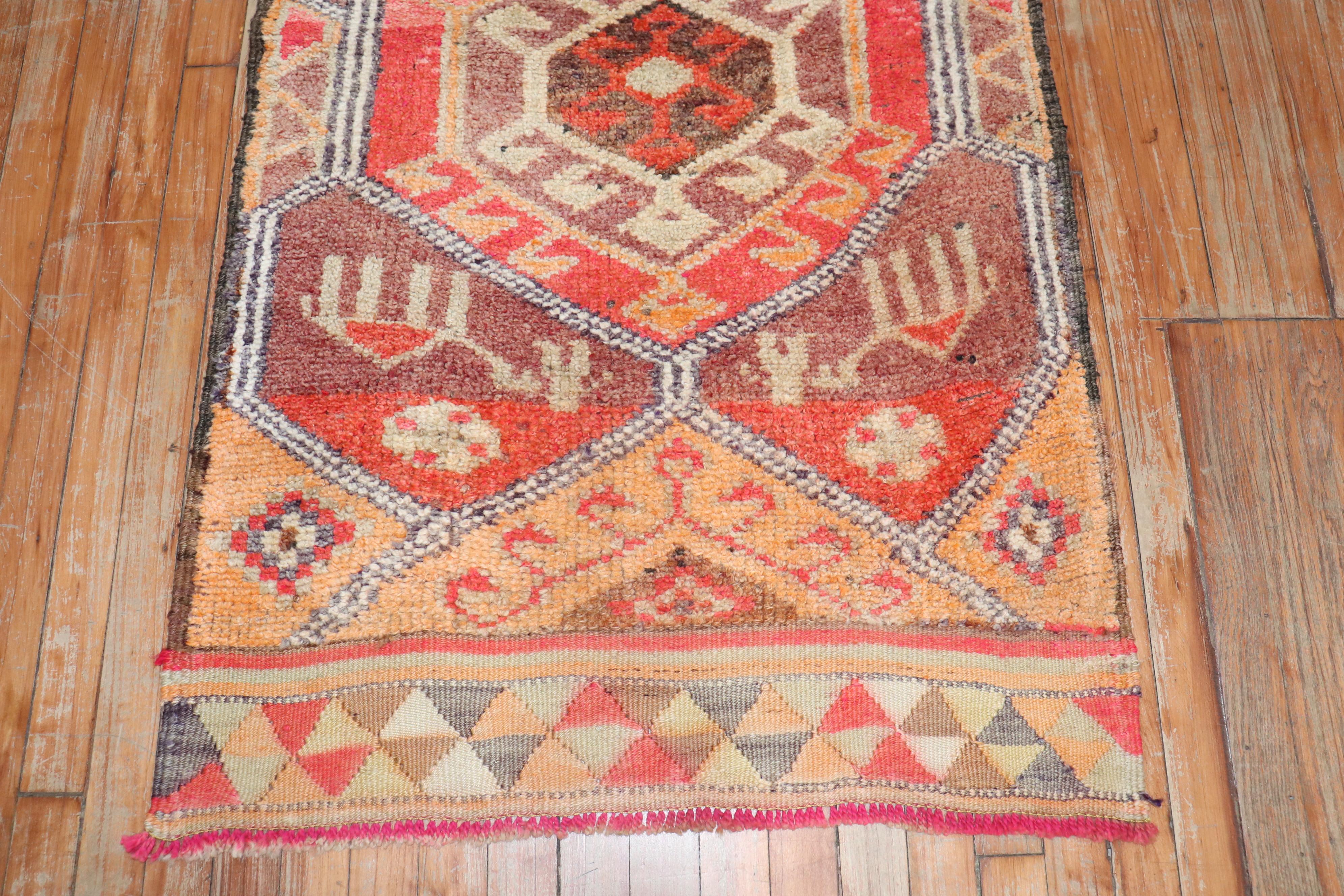 Hand-Knotted Tribal Turkish Vintage Runner For Sale