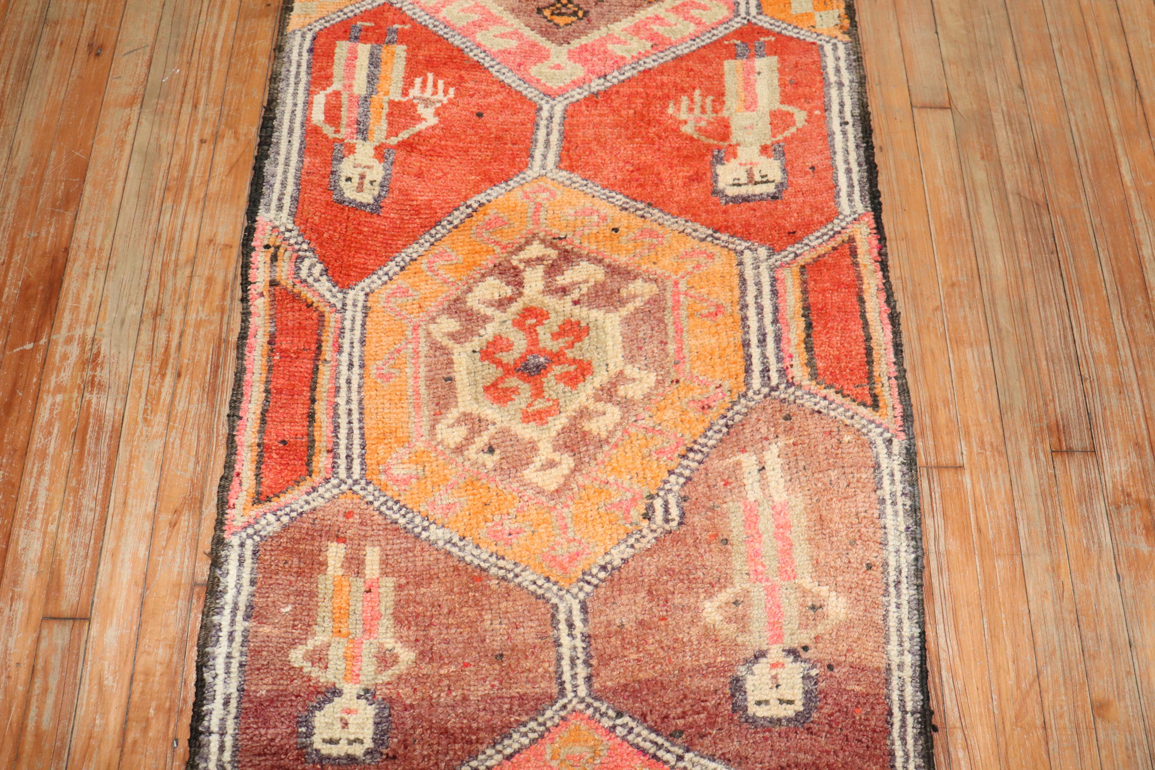 Tribal Turkish Vintage Runner In Good Condition For Sale In New York, NY
