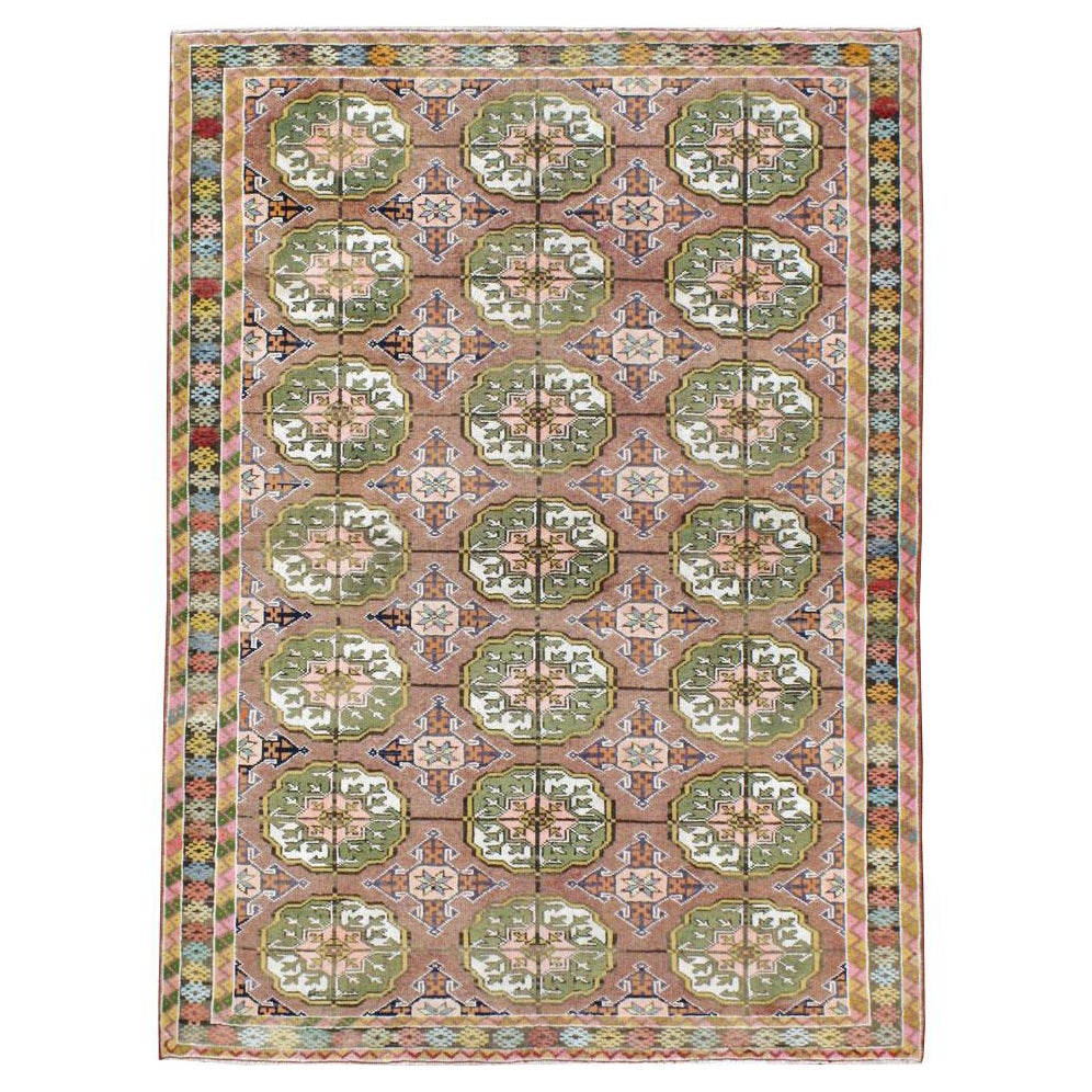 Tribal Turkoman inspiriert Mitte des 20. Jahrhunderts handgefertigt Persisch Malayer Akzentteppich im Angebot
